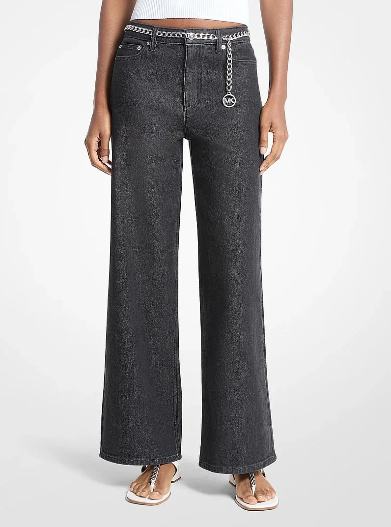Stretch Denim Wide-Leg Jeans - 1