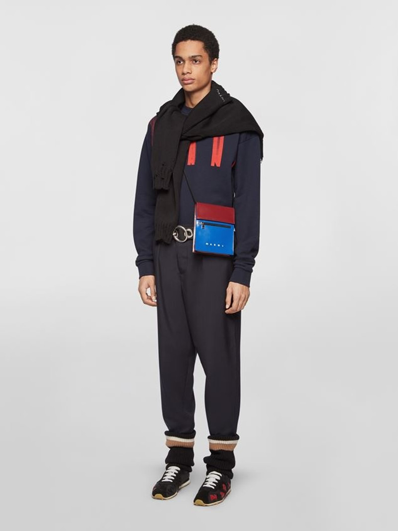 Marni BI-COLOURED BLUE AND BORDEAUX PVC TRIBECA BAG outlook