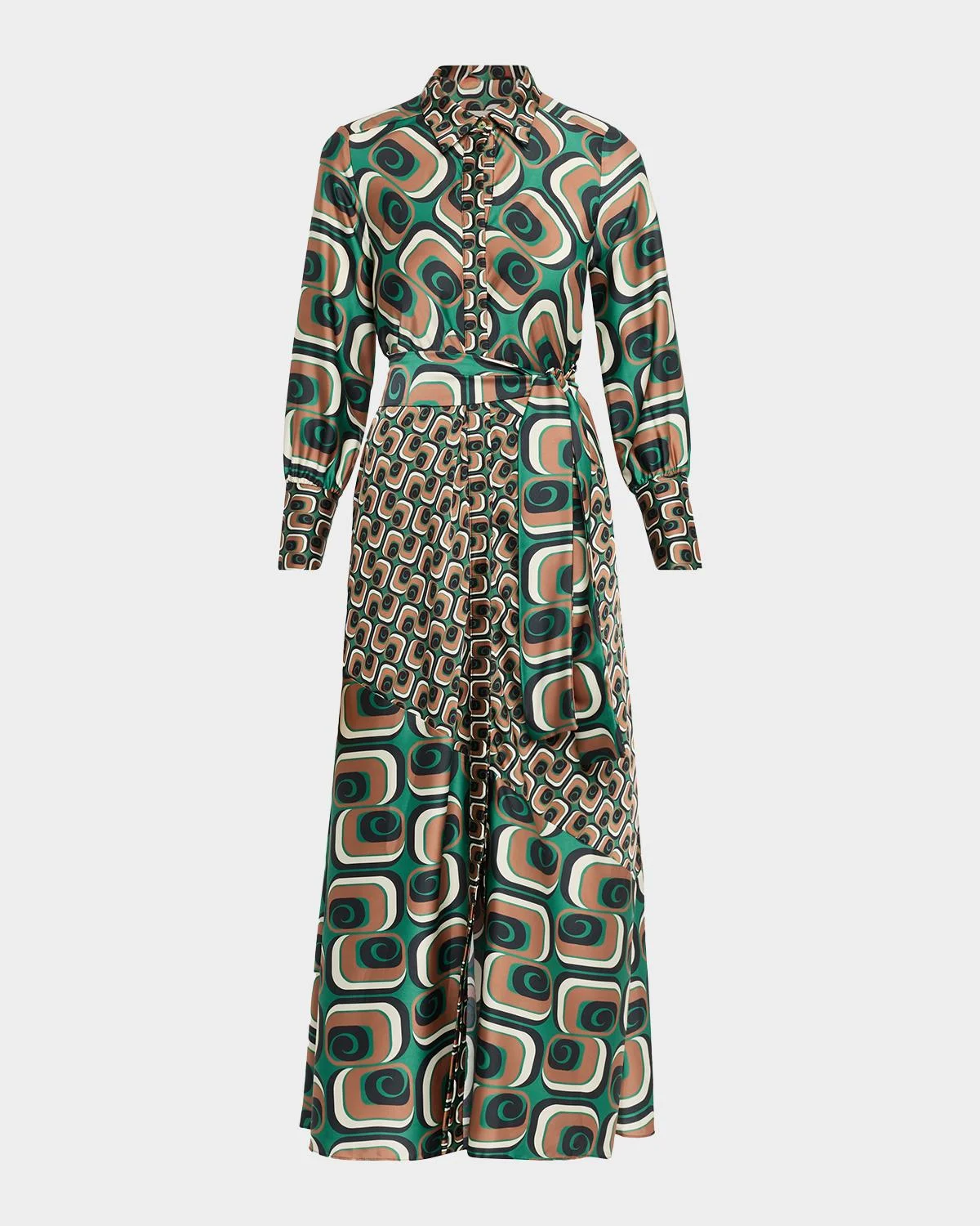 Stevie Belted Satin Midi Shirtdress - 1