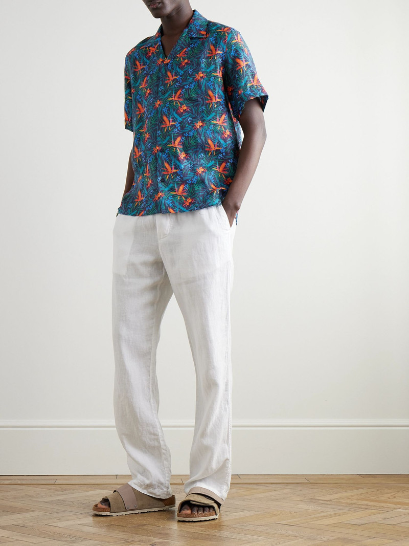 Vilebrequin Charli Camp-Collar Printed Linen Shirt Blue outlook