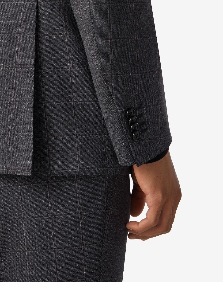 Grey overcheck S130's wool suit - 6