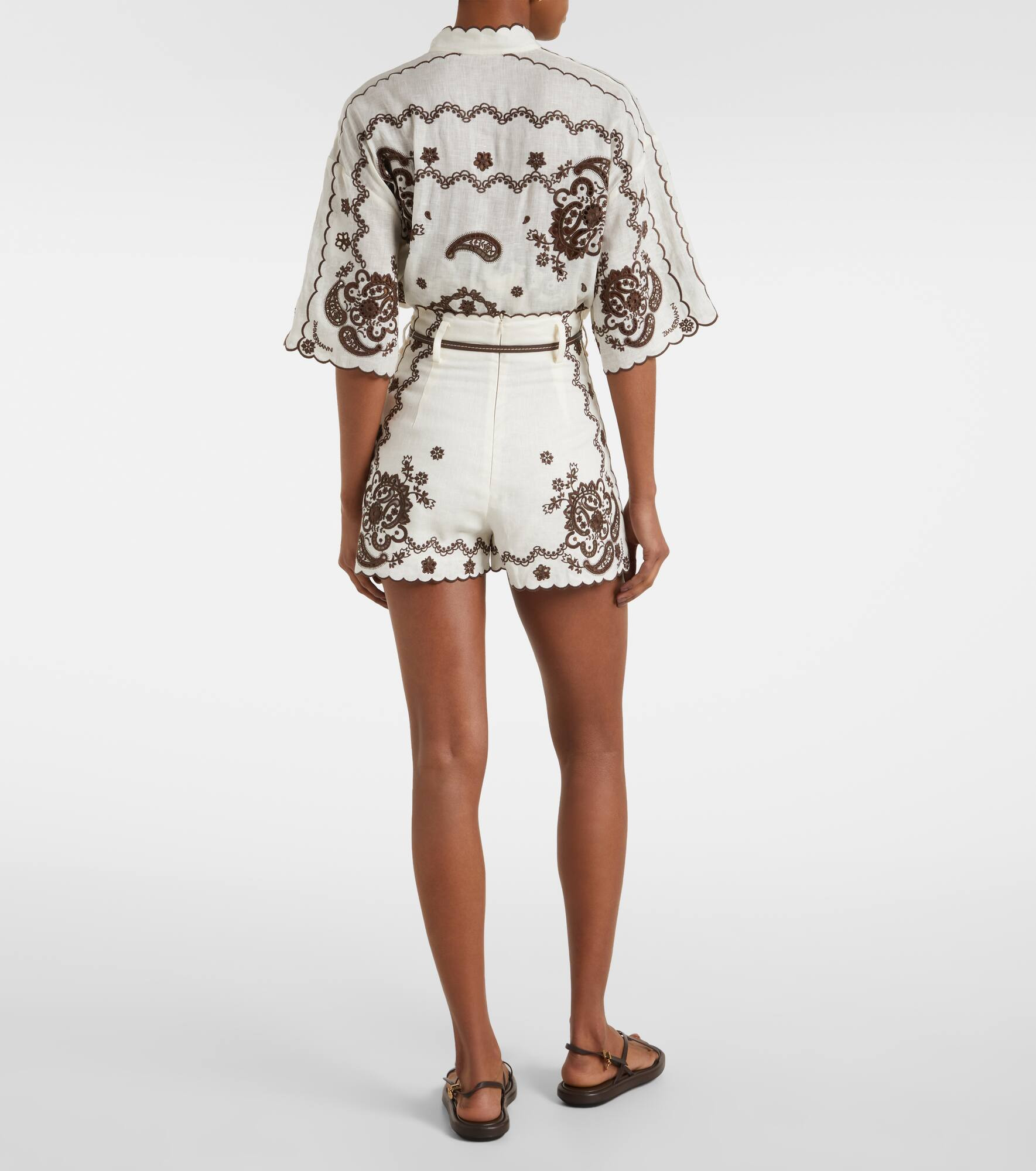 Ascension embroidered linen shorts - 3