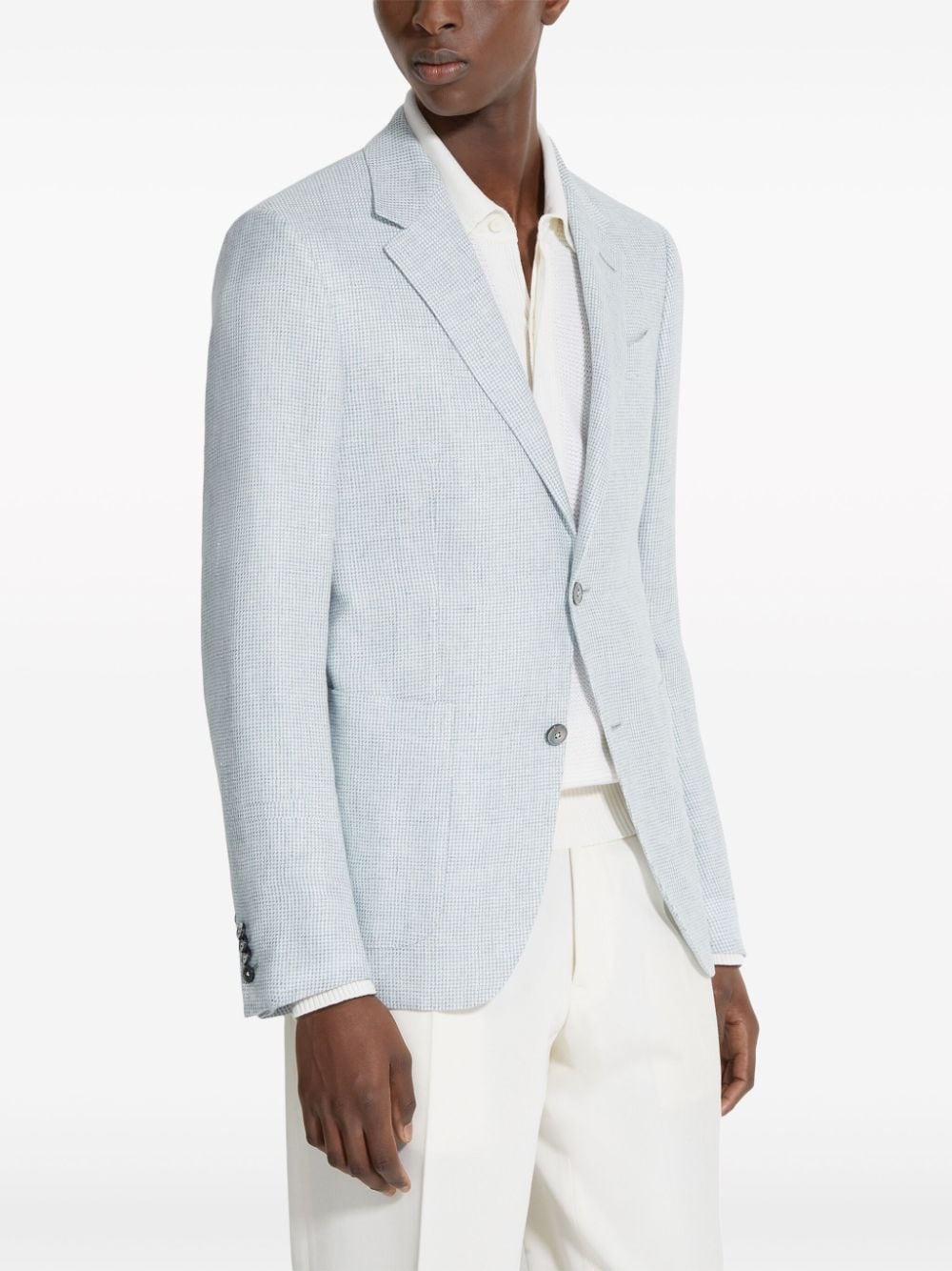 single-breasted linen blazer - 3