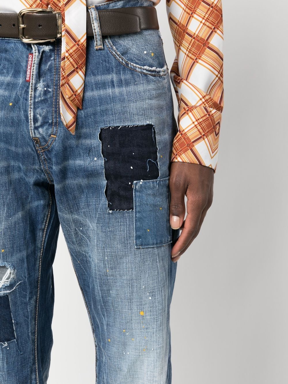 distressed-effect patchwork jeans - 5