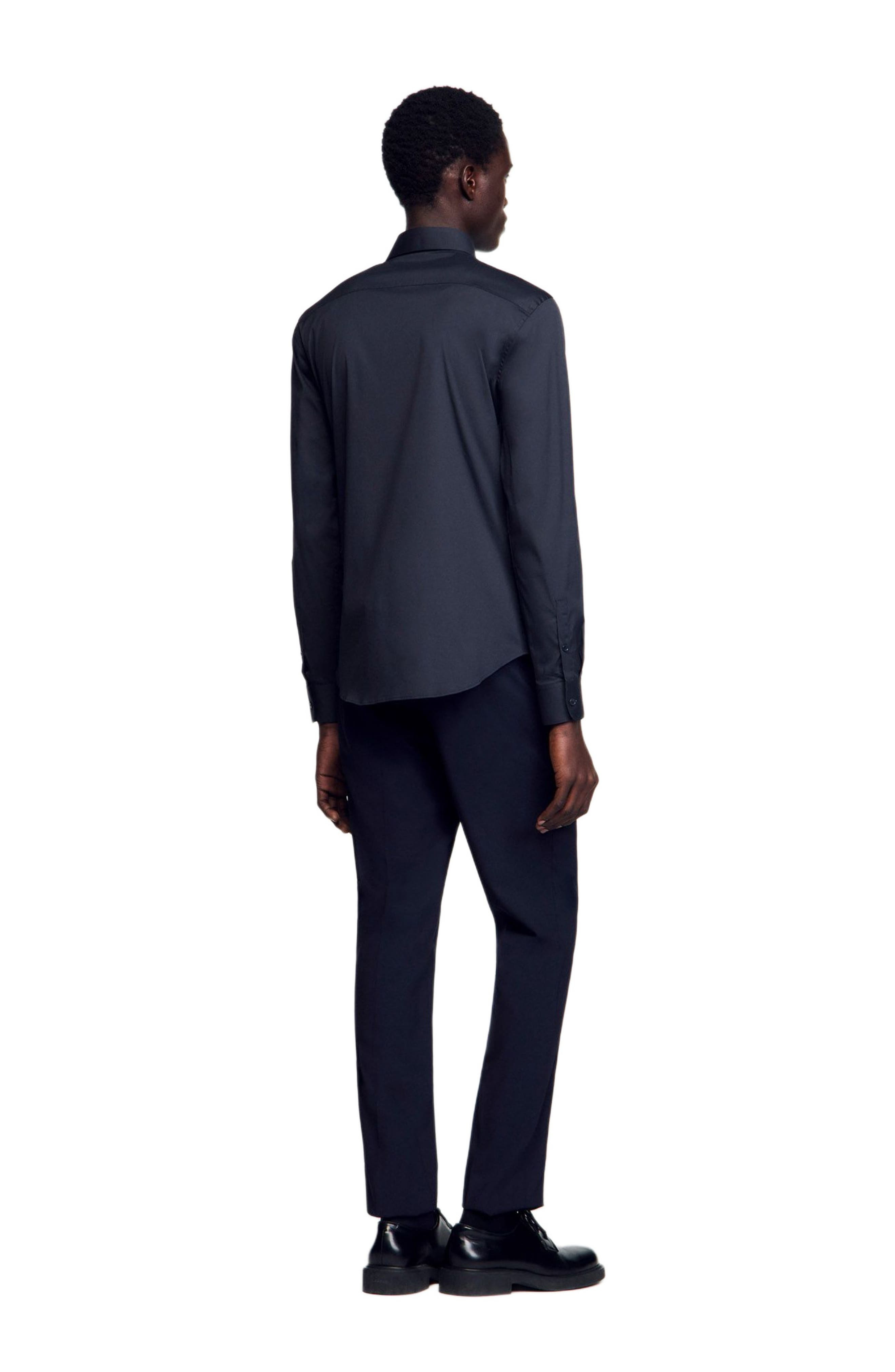 SANDRO Fitted stretch cotton shirt in Navy Blue at Nordstrom - 2