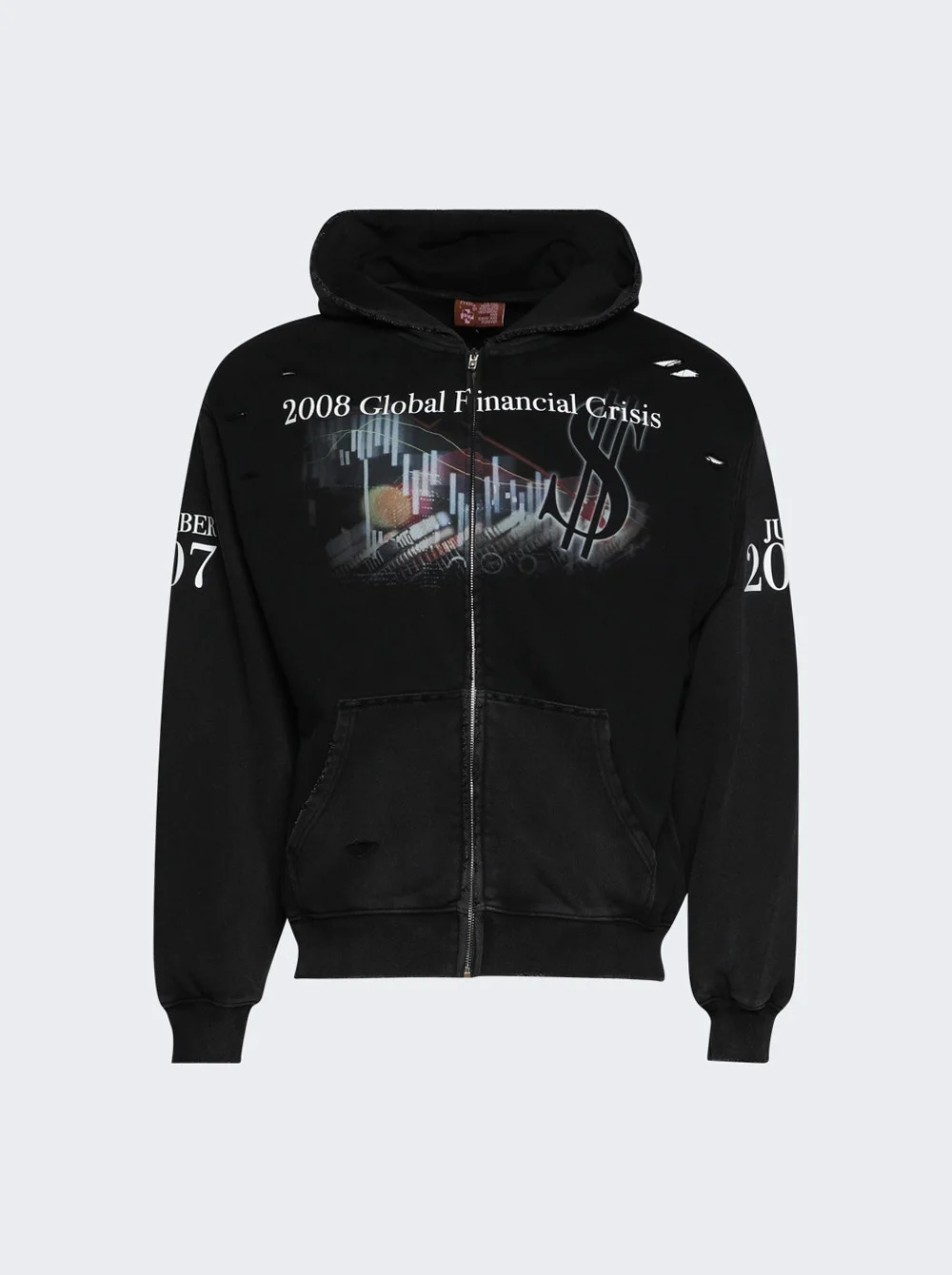 Financial Crisis Destroyed Hoodie Black - 1