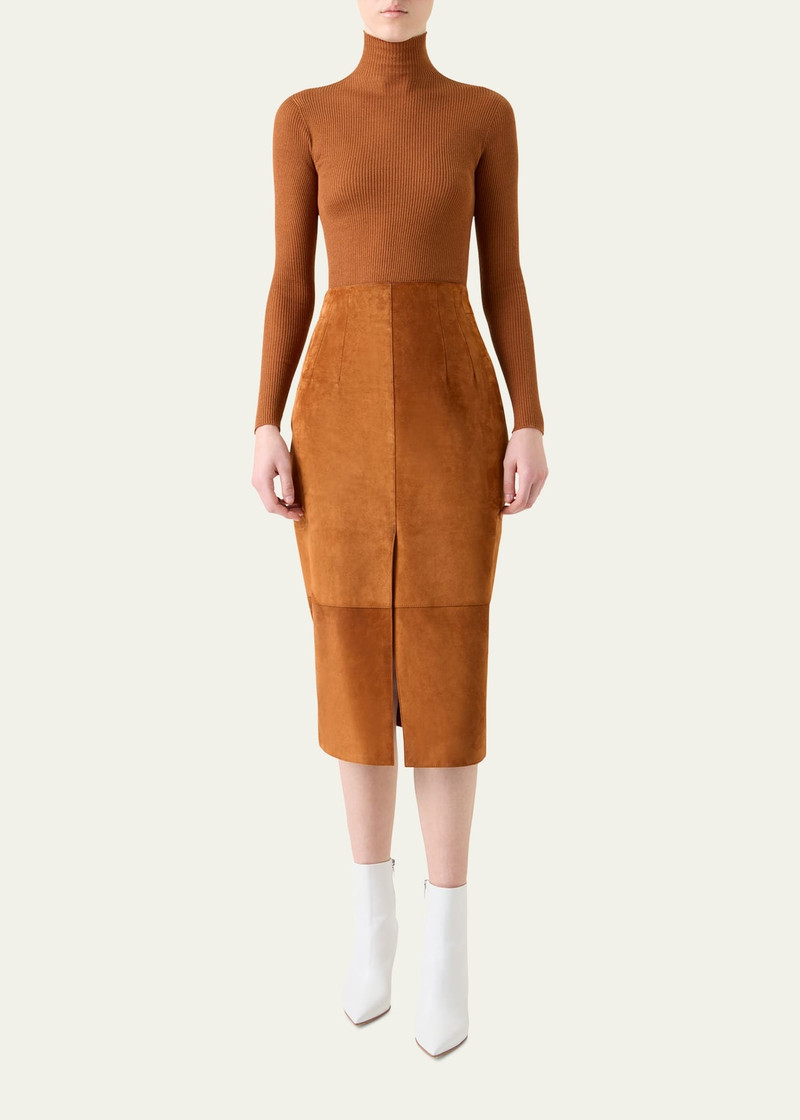 AKRIS Mock-Neck Cashmere-Silk Fine Rib Sweater outlook