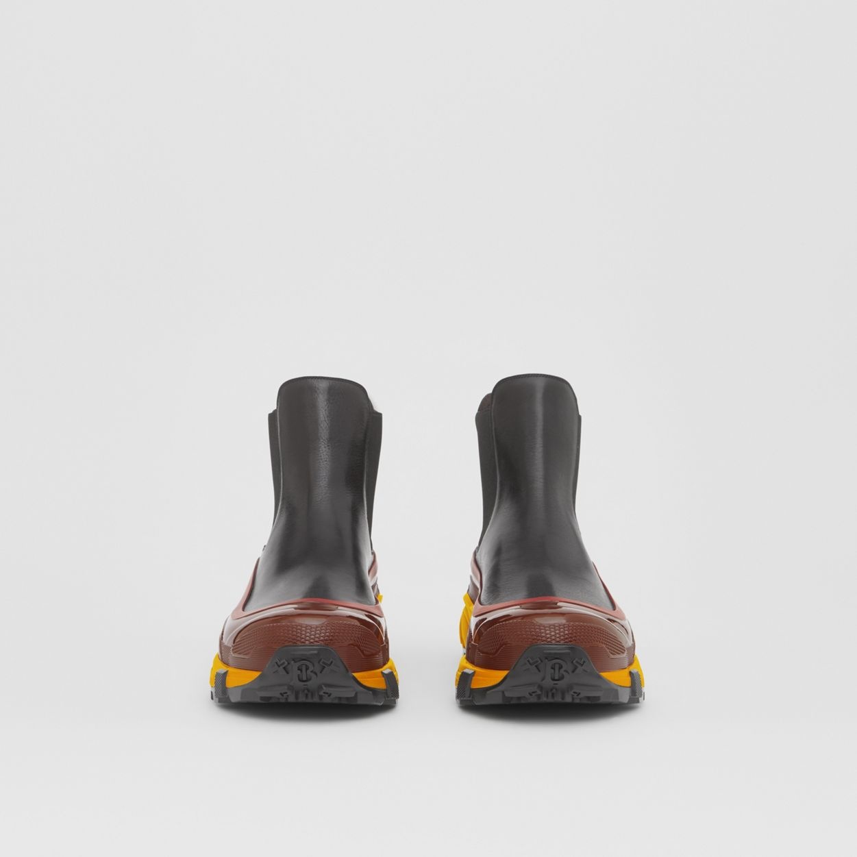 Contrast Sole Leather Chelsea Boots - 5