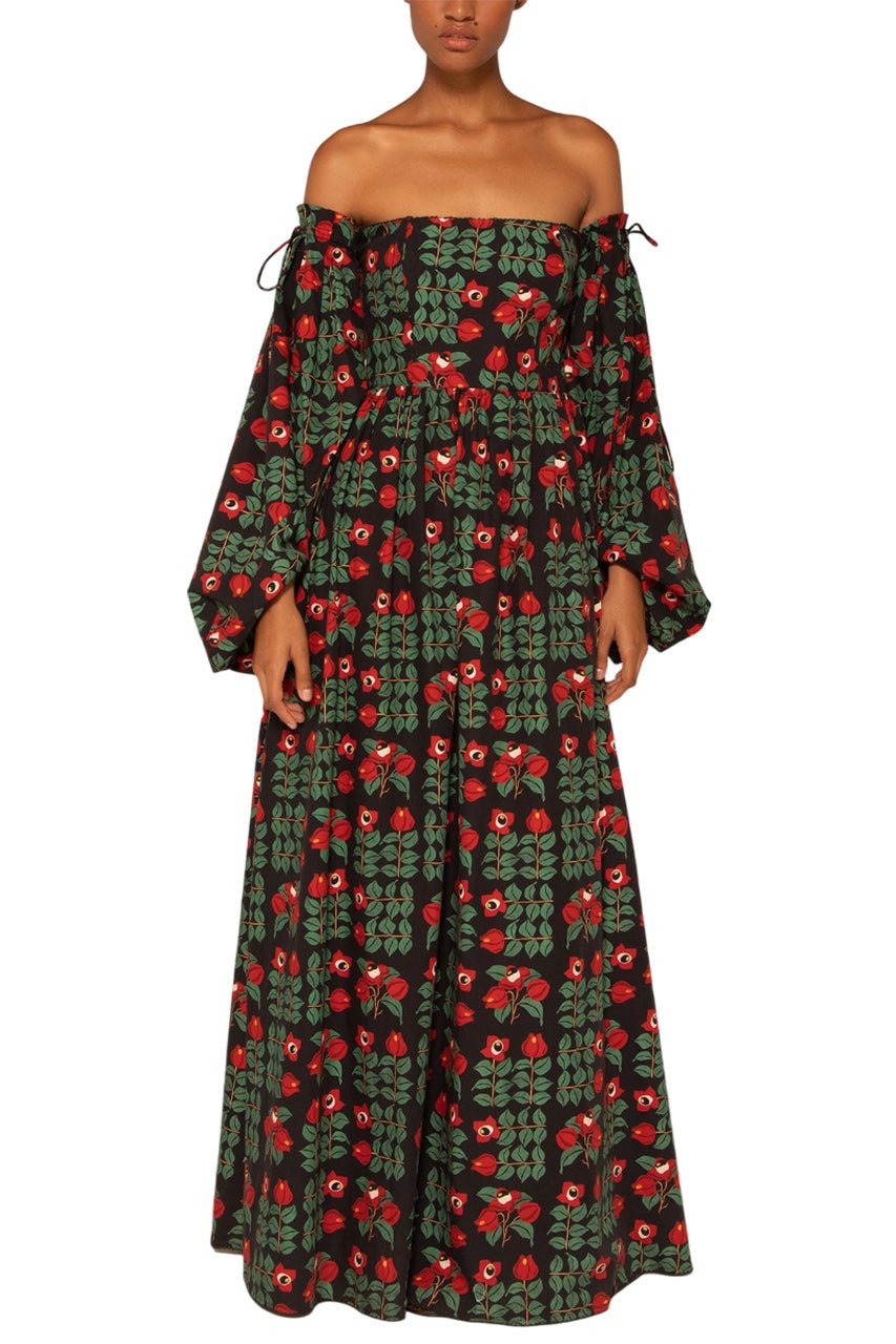 ALHELI PRINTED COTTON OFF-THE-SHOULDER MAXI DRESS - 2
