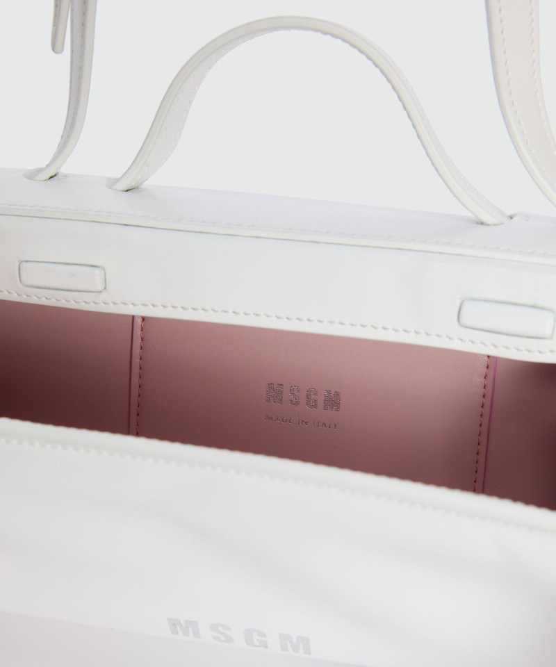 Small white shiny leather CLAP BAG 4