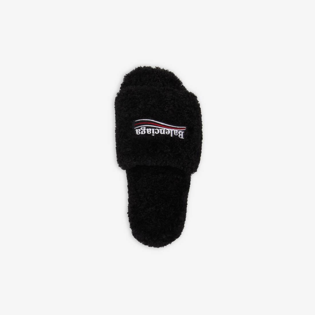 Men's Furry Slide Sandal in Black/white/red - 5