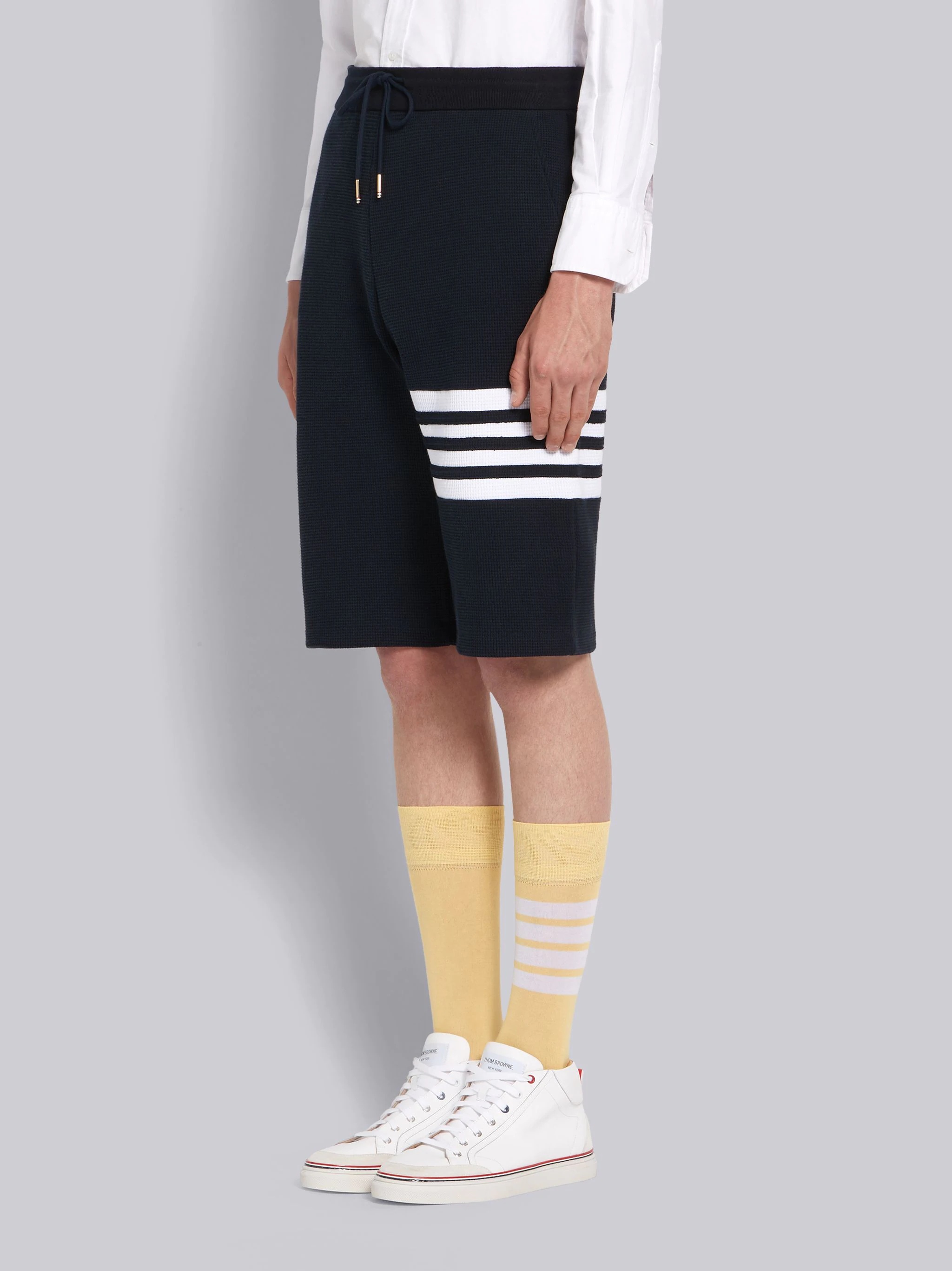 Navy Compact Waffle 4-Bar Sweatshorts - 2