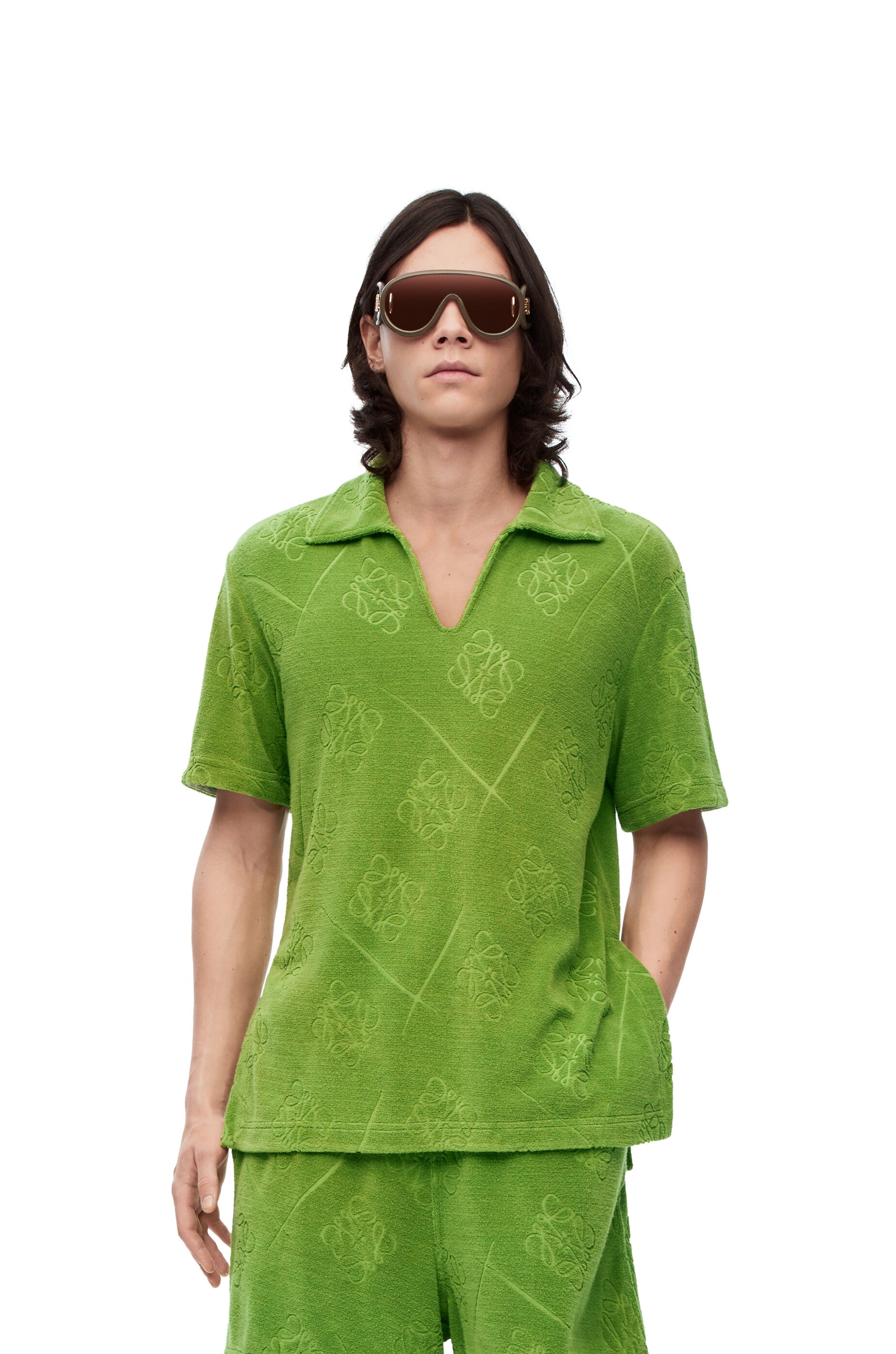 Anagram jacquard polo top in cotton - 3