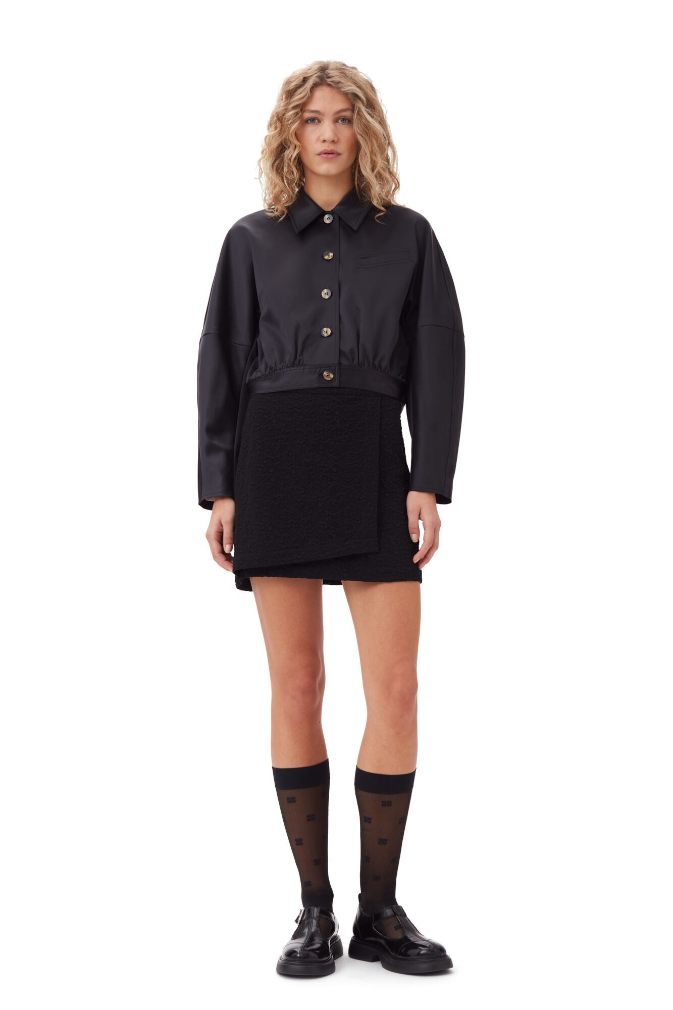 DOUBLE SATIN SHORT JACKET - 11