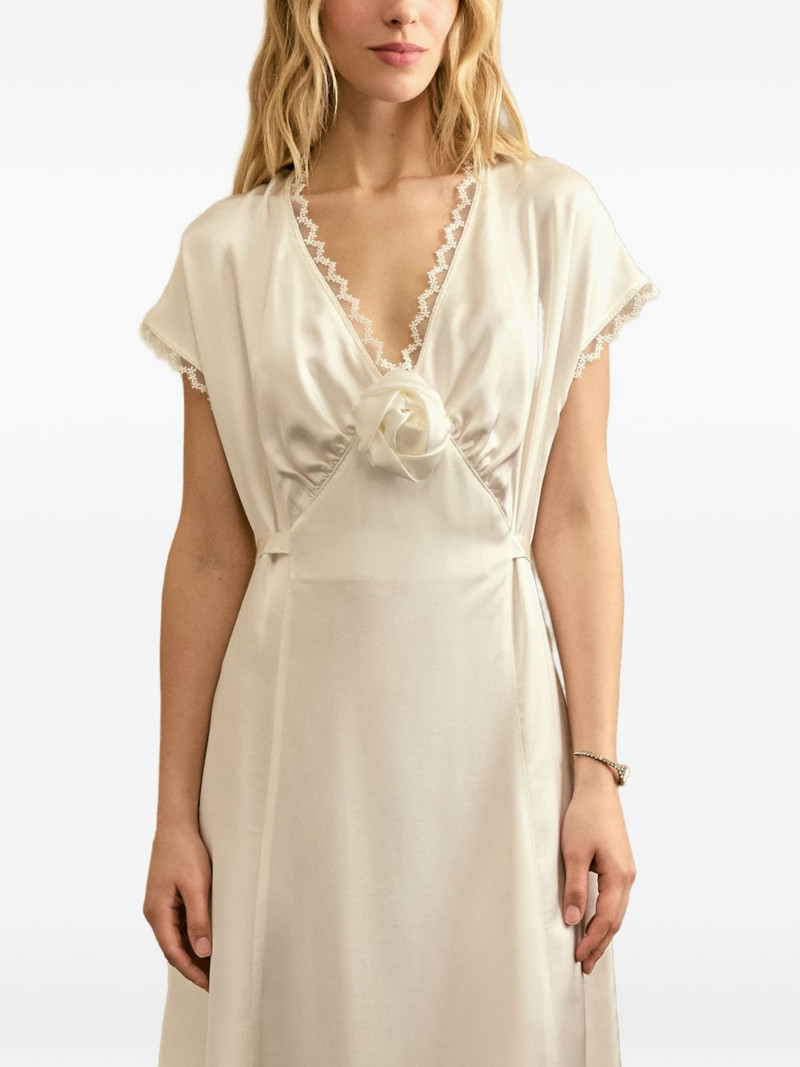 Genus Rosa lace-trim satin midi dress 5