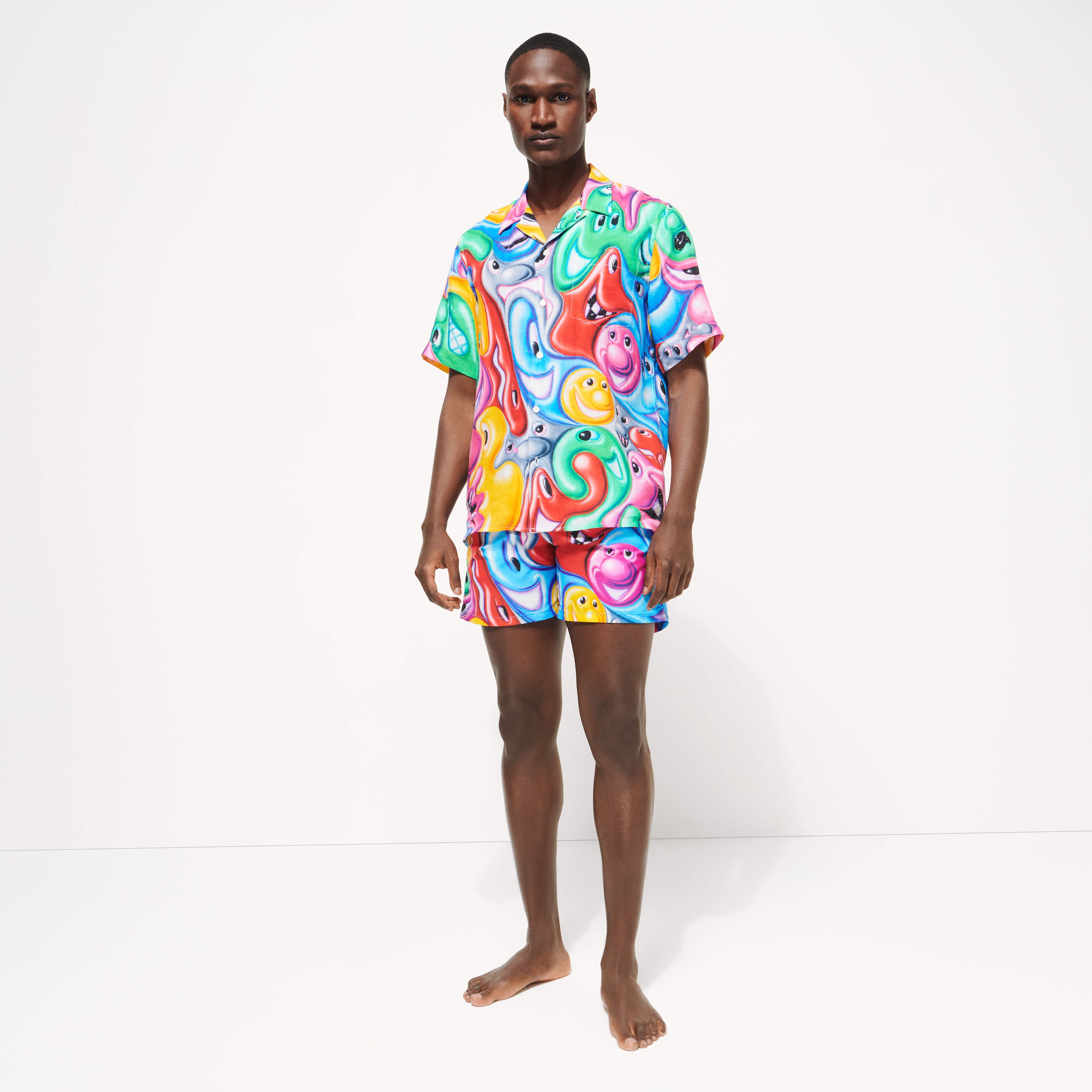 Men Linen Bowling Shirt Faces In Places - Vilebrequin x Kenny Scharf - 4