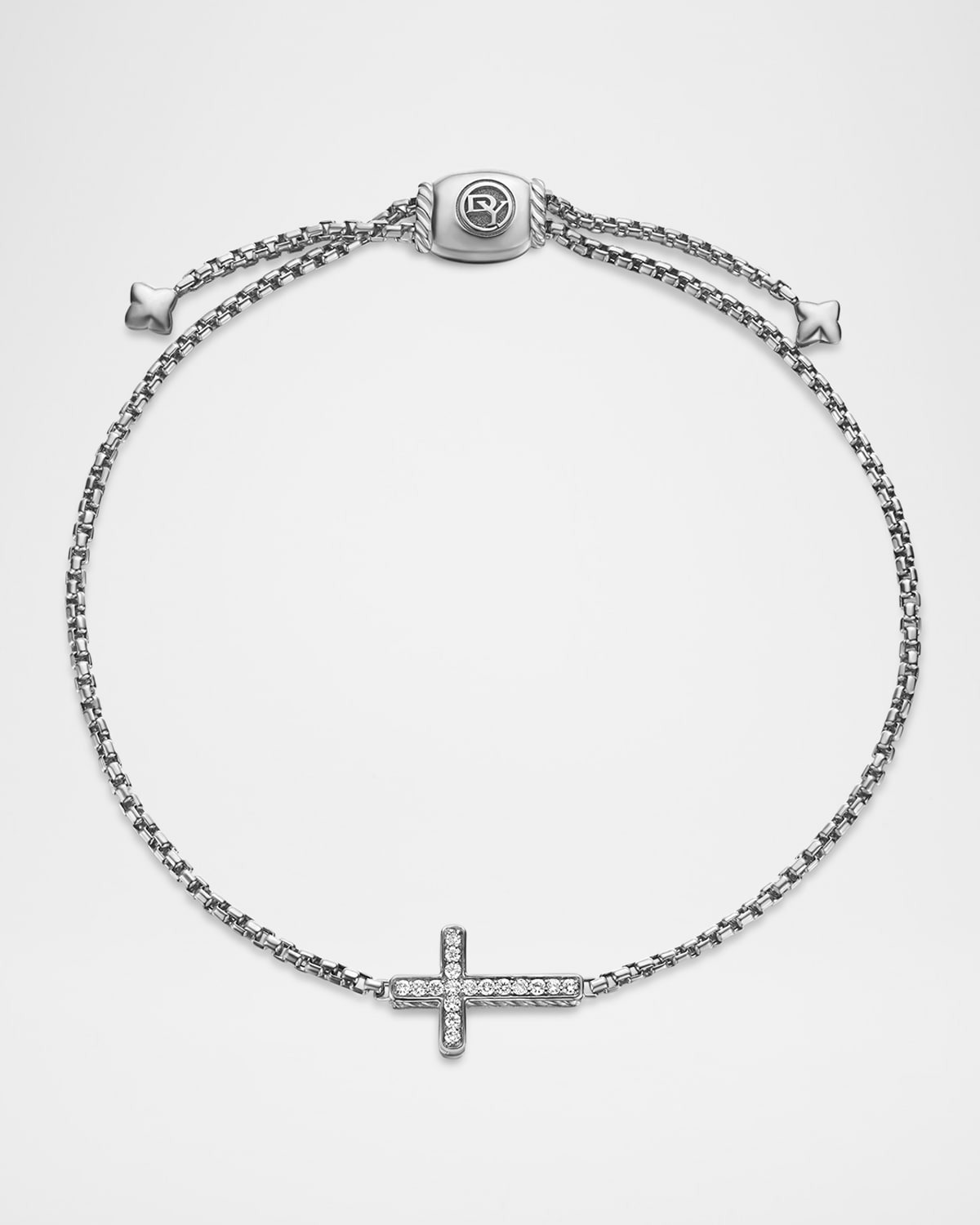 Cross Chain Bracelet with Diamonds in Silver, 1.7mm - 3