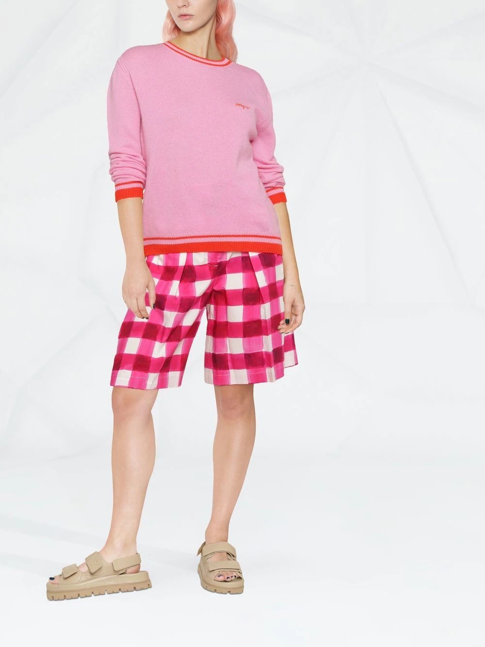 gingham-print tailored knee-length shorts - 2