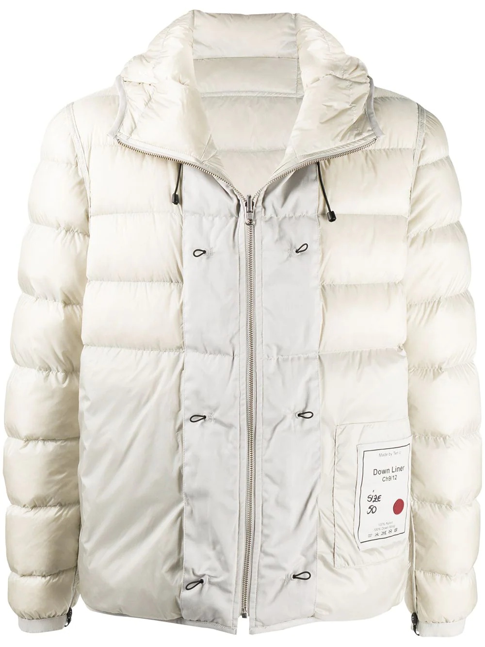 hooded contrast-panel puffer jacket - 1