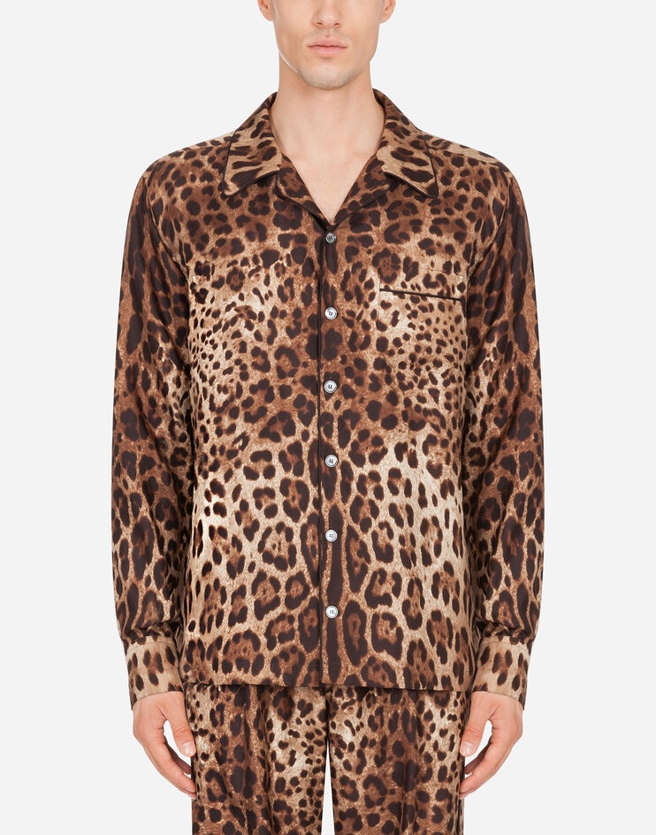 Silk pyjama shirt with leopard print - 1