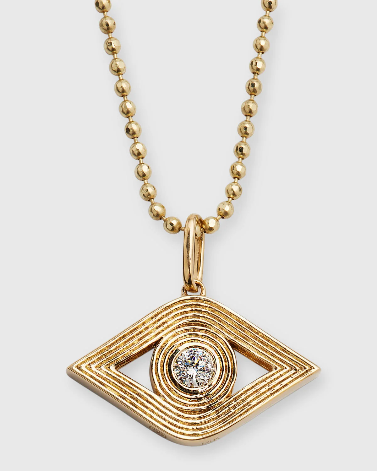 Fluted Evil Eye Diamond Pendant Necklace - 1