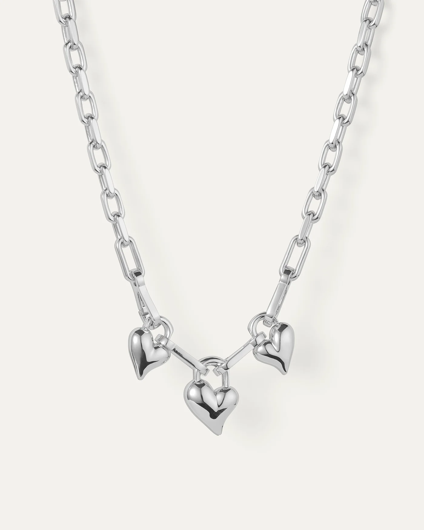 Padlock Triple Heart Pendant Necklace - 1