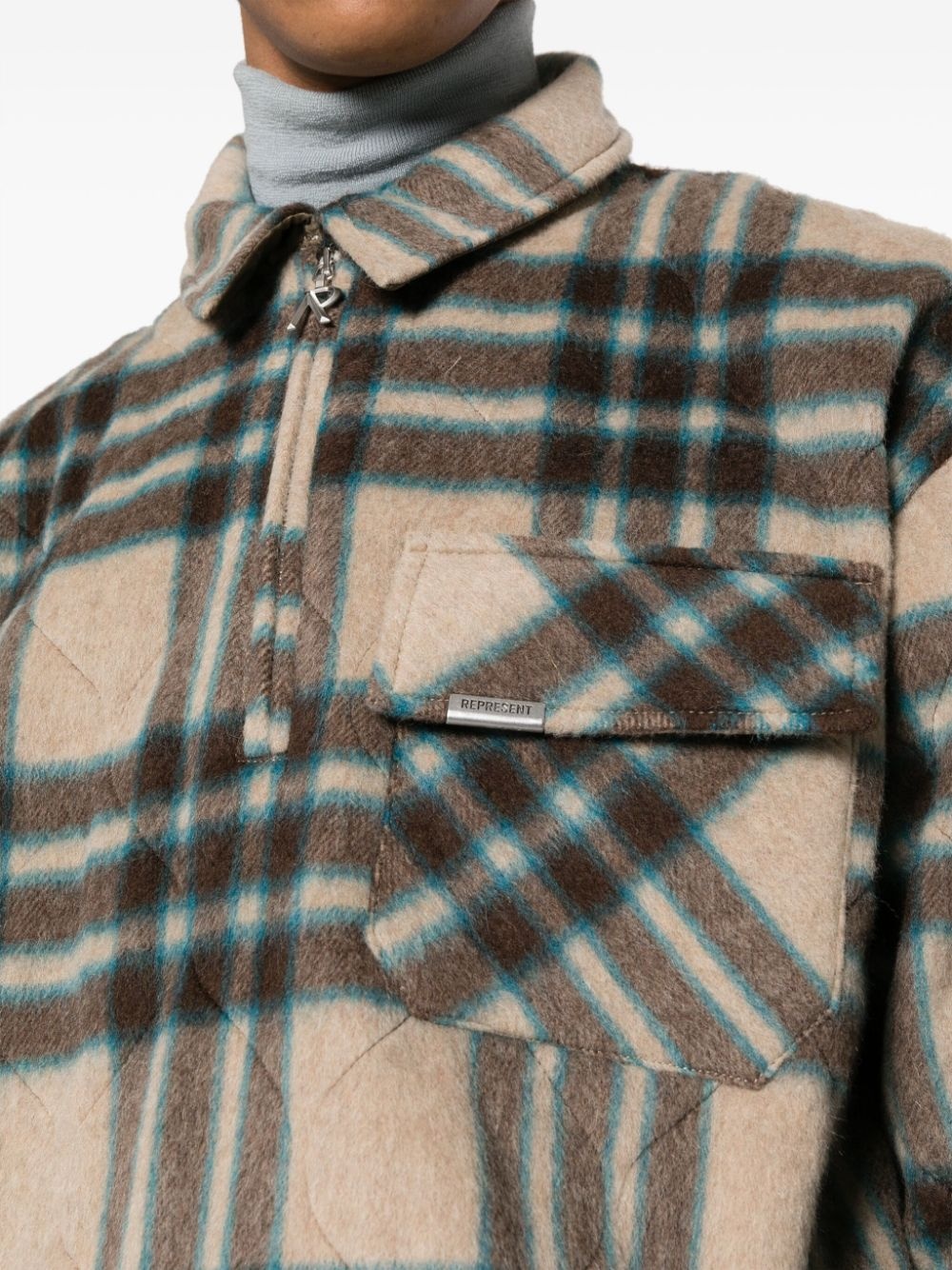 checked quilted shirt jacket - 5