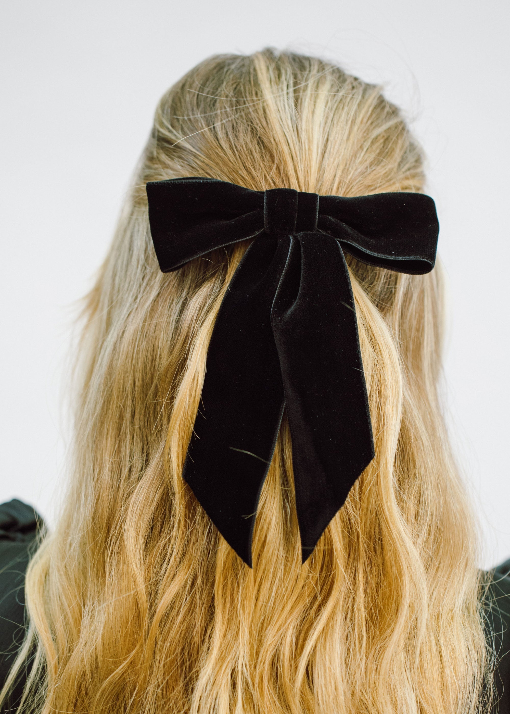 Wide Velvet Bow Barrette - 3