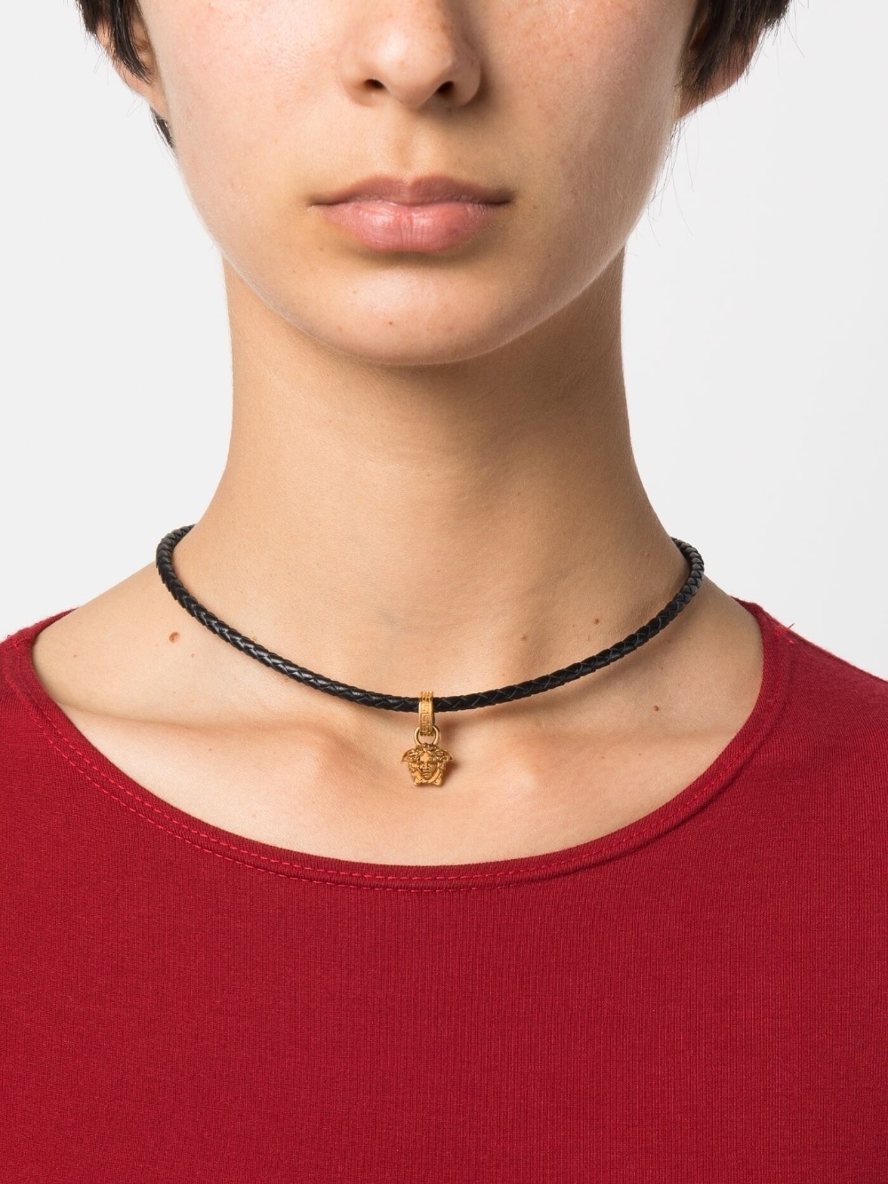 Medusa pendant leather necklace - 2