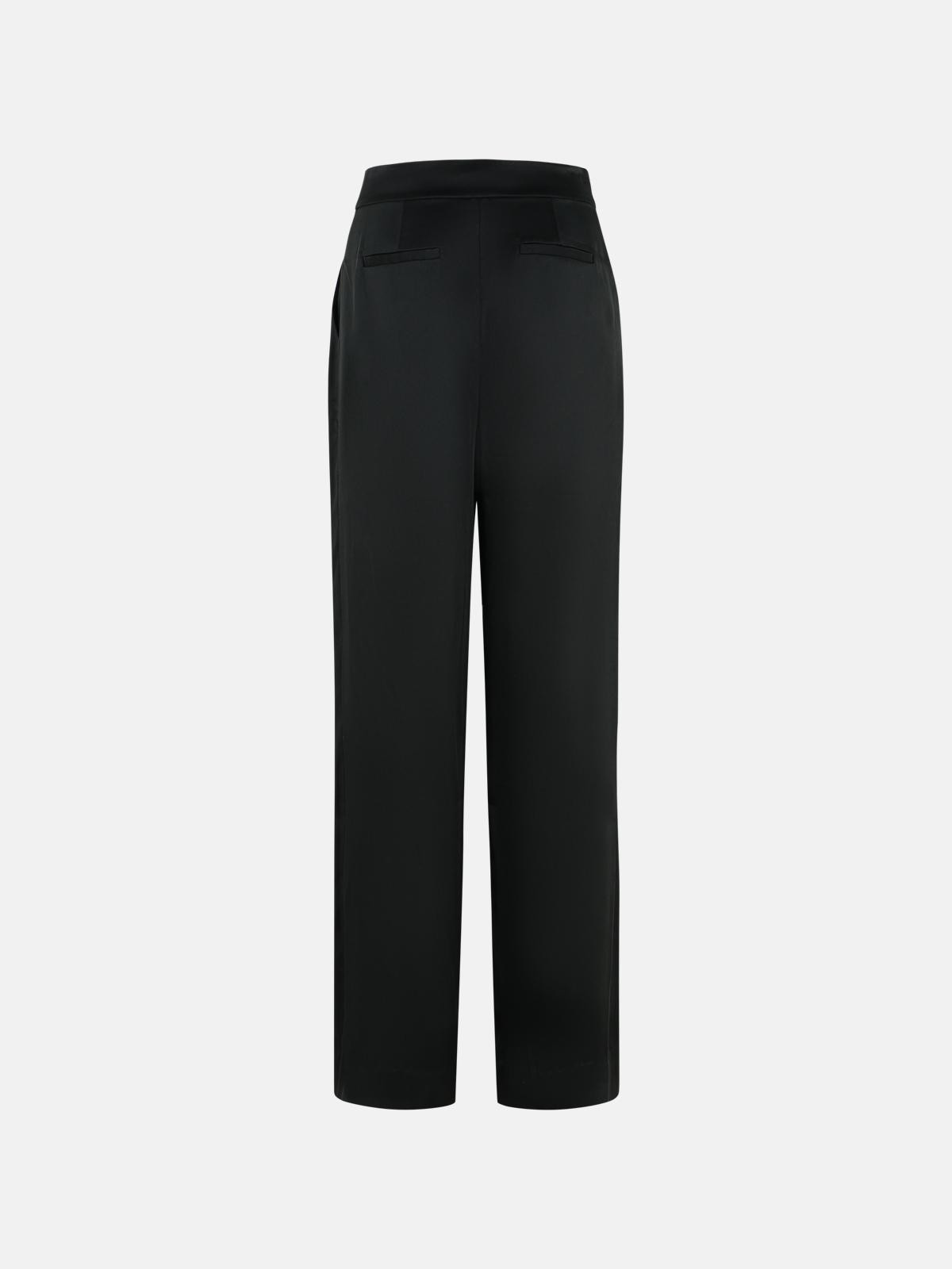 'KYRA' BLACK ACETATE BLEND PANTS - 3