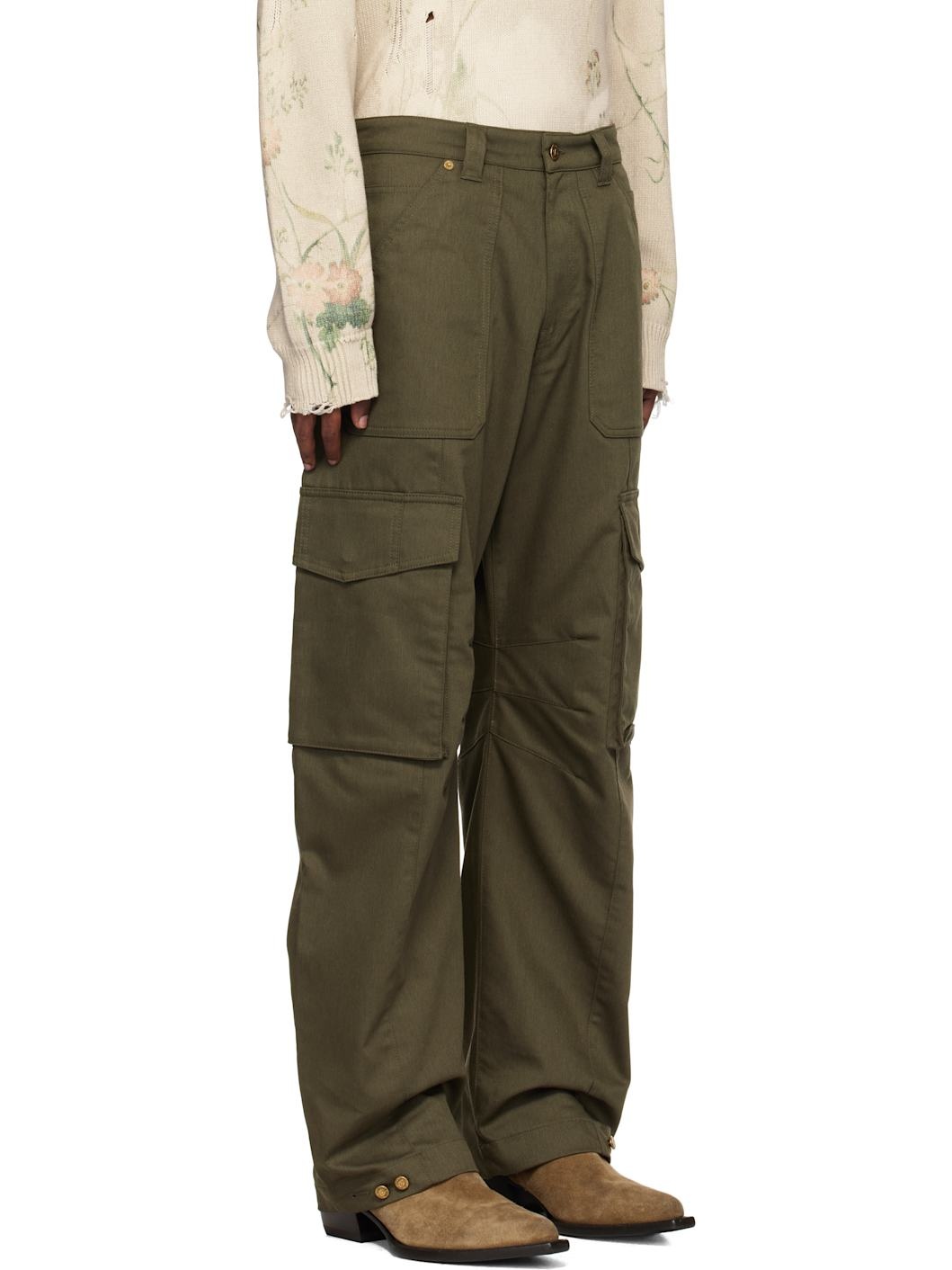 Khaki Wide-Leg Cargo Pants - 2
