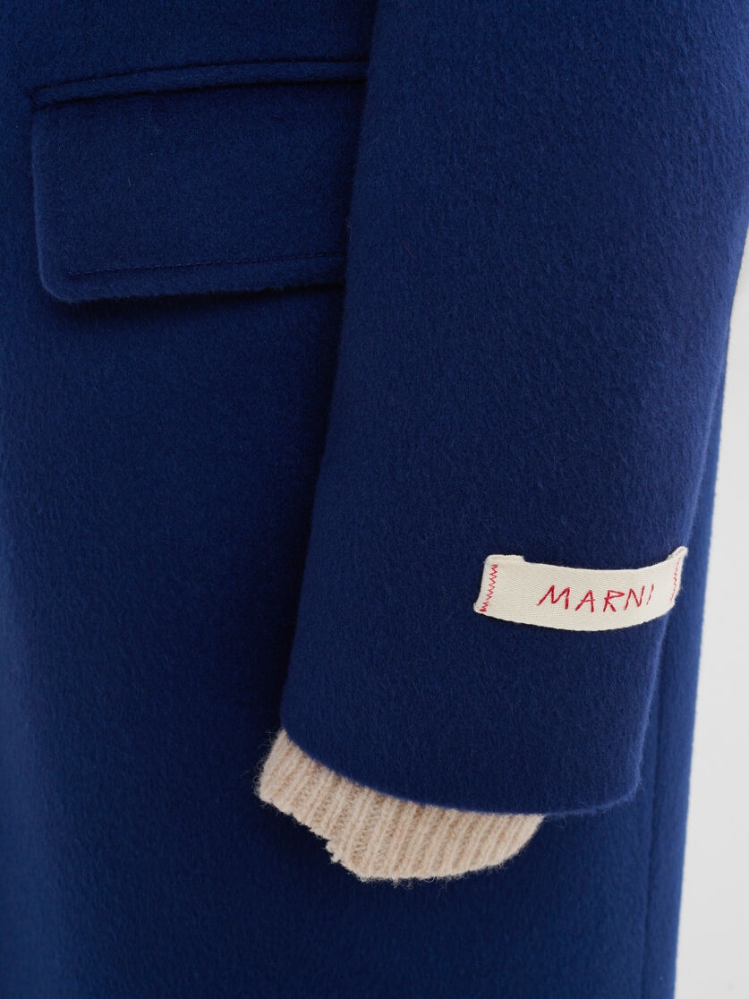 BLUE FELT DOUBLE-BREASTED COAT WITH MARNI MENDING - 5