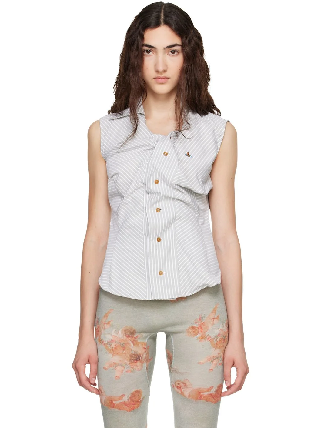 Gray Short Sleeve Drunken Shirt - 1