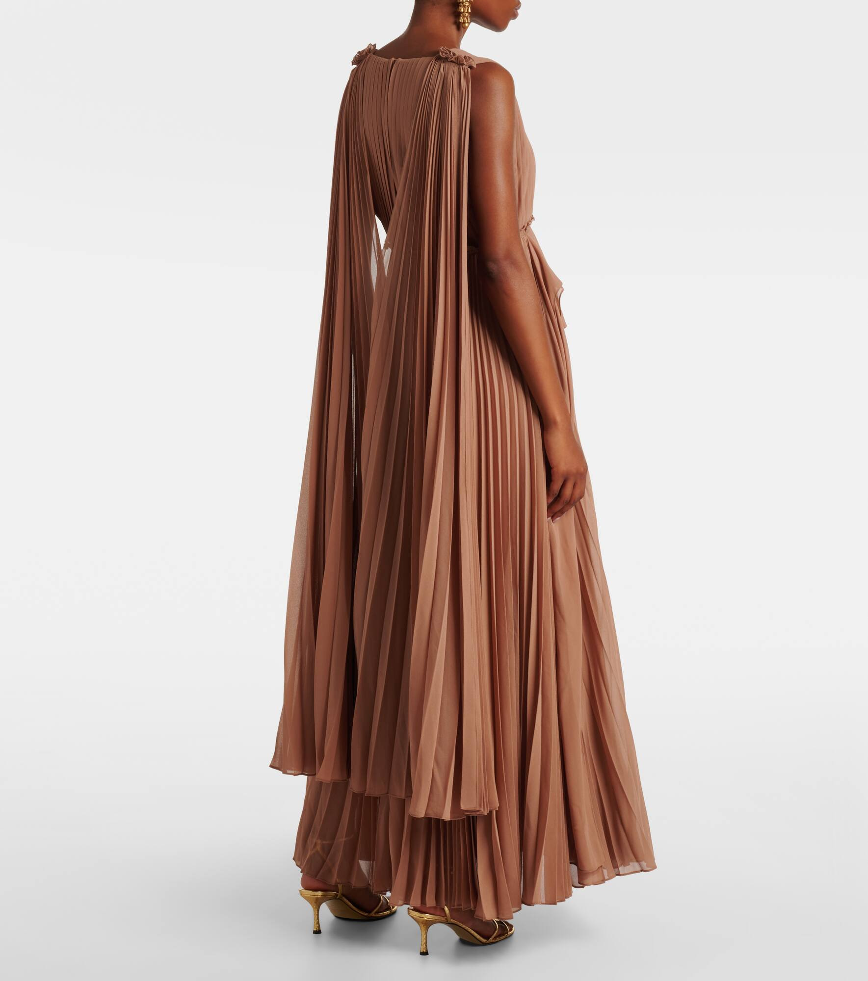 Memento plissé caped maxi dress - 3