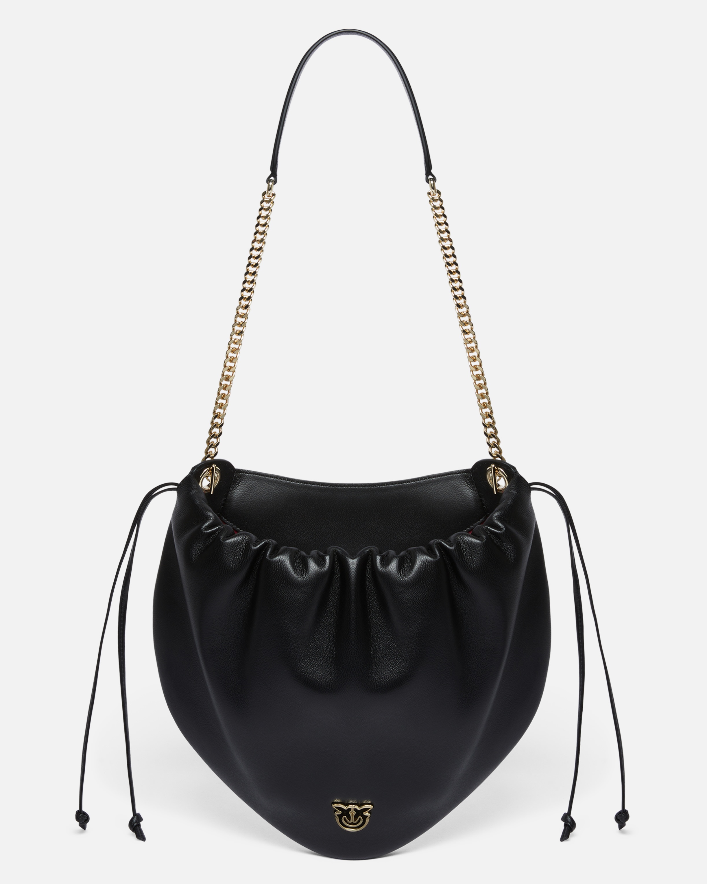 GATHERED NAPPA LEATHER HOBO BAG WITH CHAIN SHOULDER STRAP PINKO GALLERIA - 1