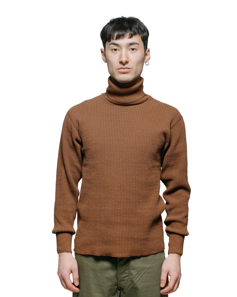 The Real McCoys MC23110 High Neck Thermal Shirt Brown outlook