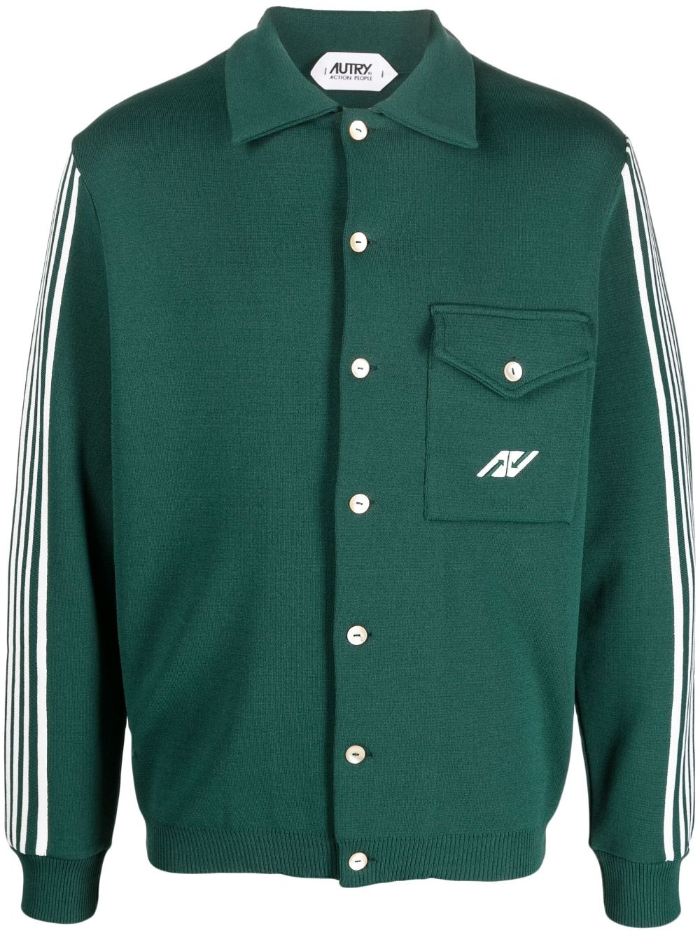 logo-embroidered shirt jacket - 1