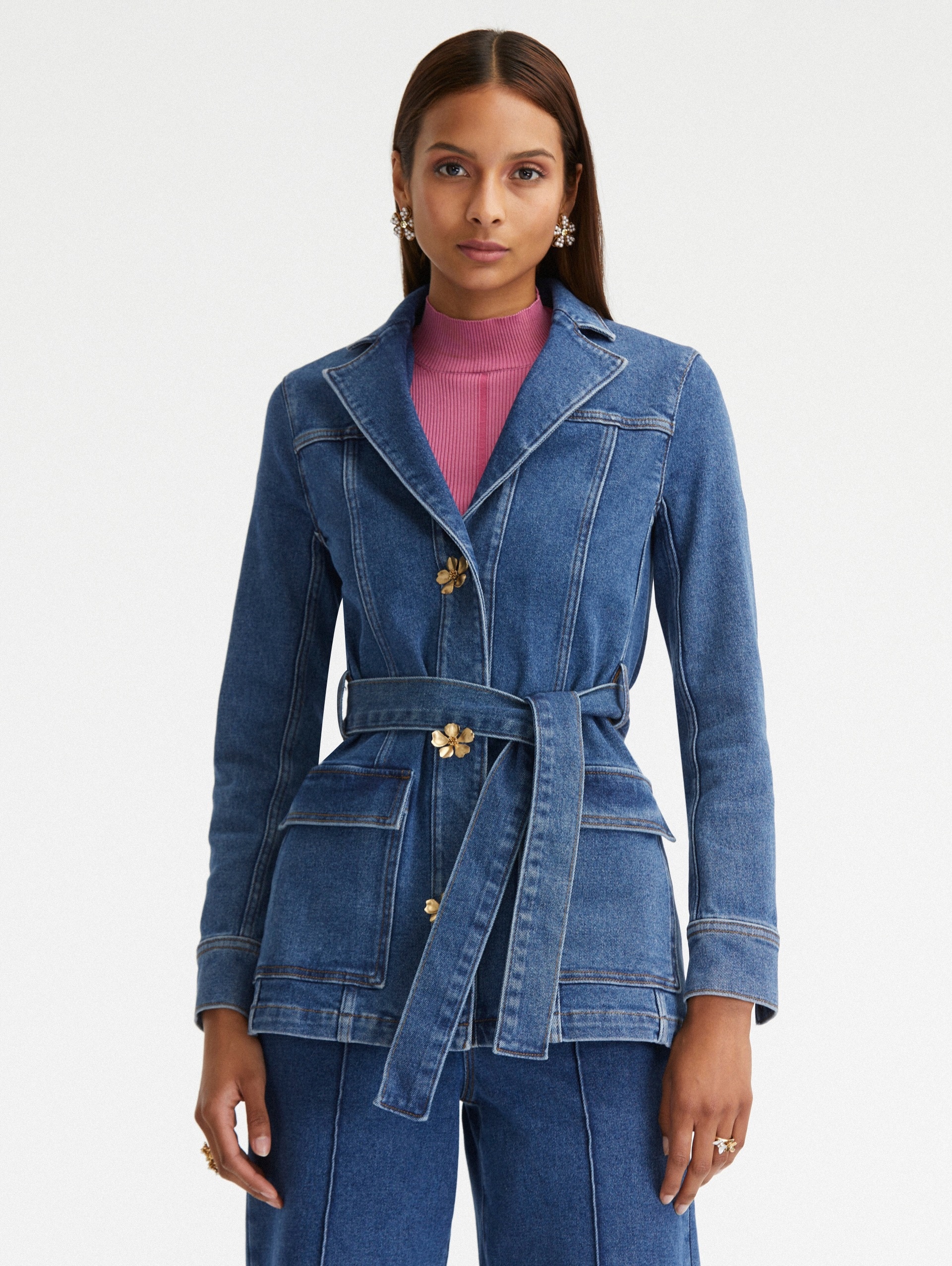 FLORAL BUTTON DENIM JACKET - 2