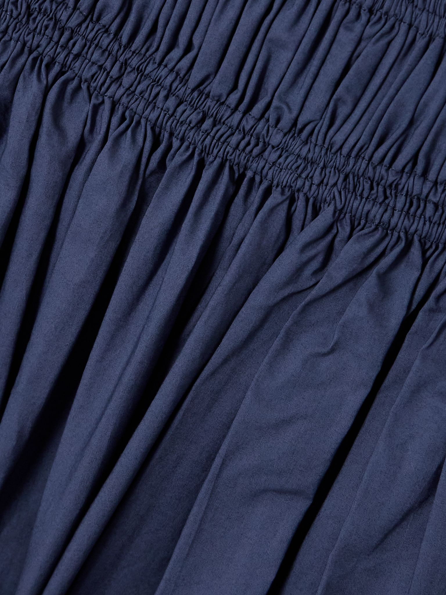Shirred organic cotton midi dress Blue - 4
