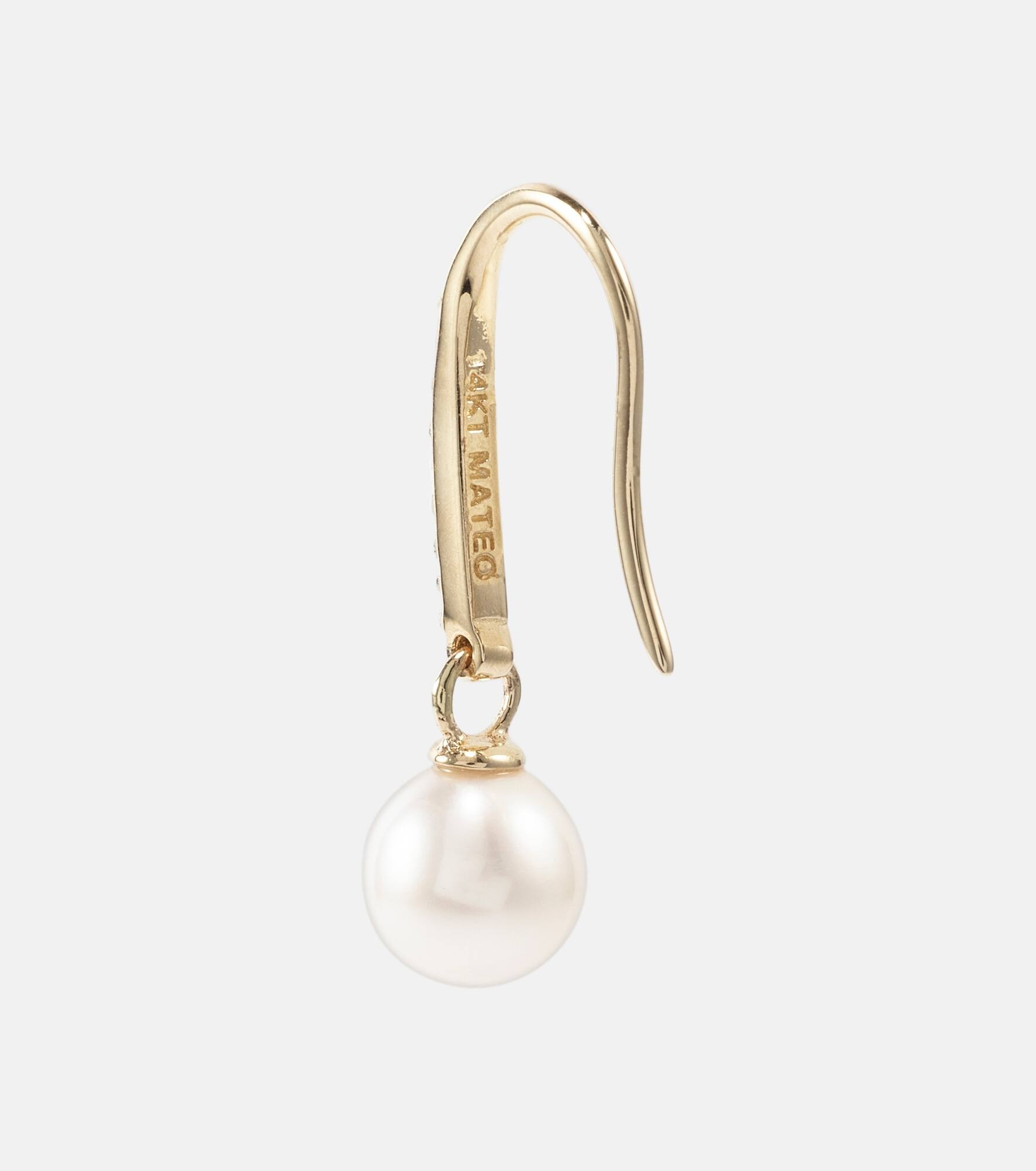 14kt gold drop earrings with diamonds and pearls - 5