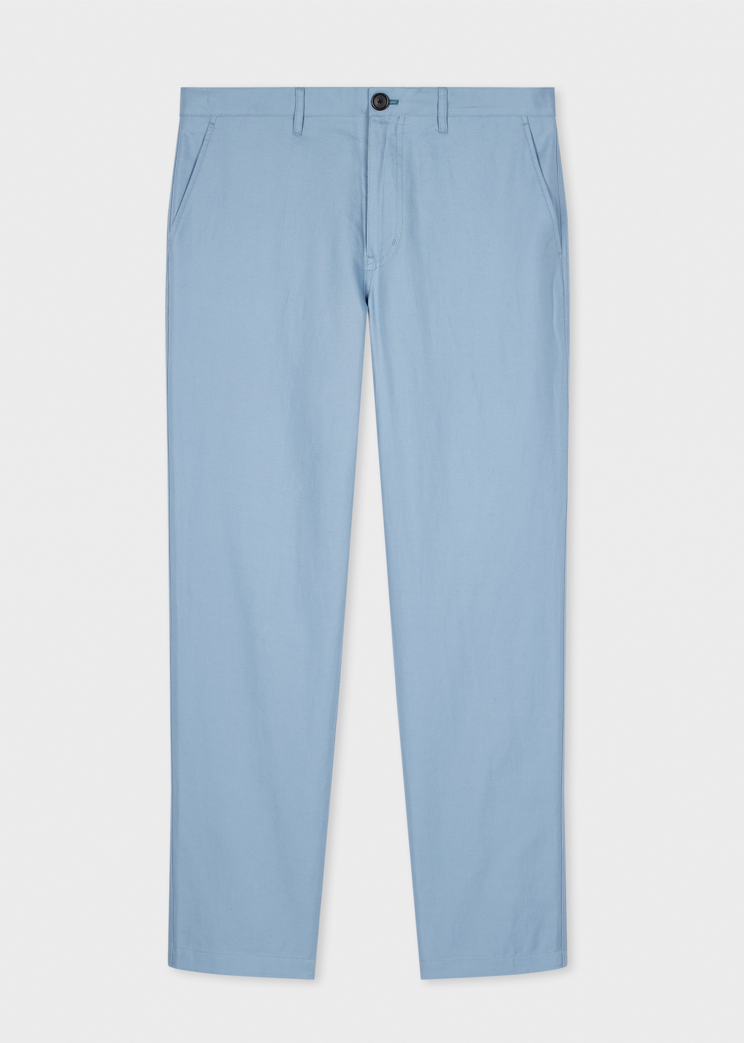 Tapered-Fit Light Blue Cotton-Linen Chinos - 1