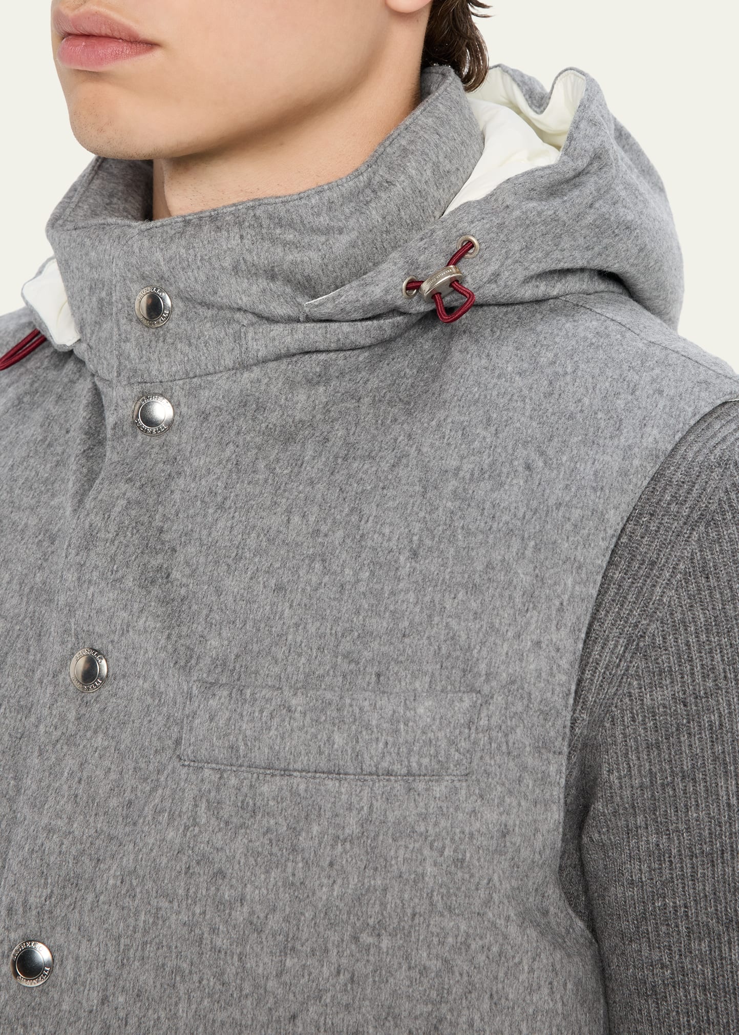 Men's Wool Vest with Detachable Hood - 4