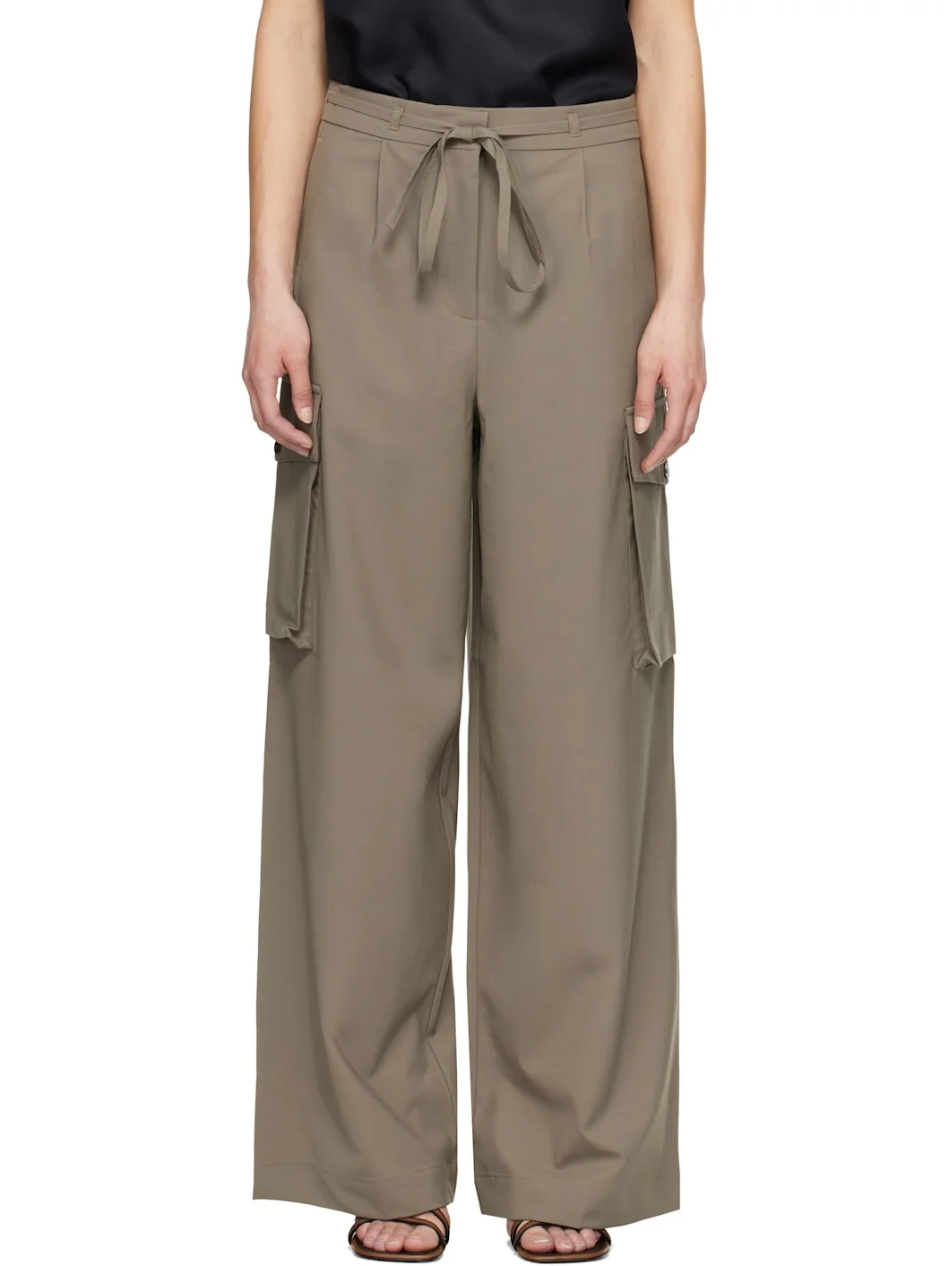 Taupe Tailored Cargo Trousers - 1