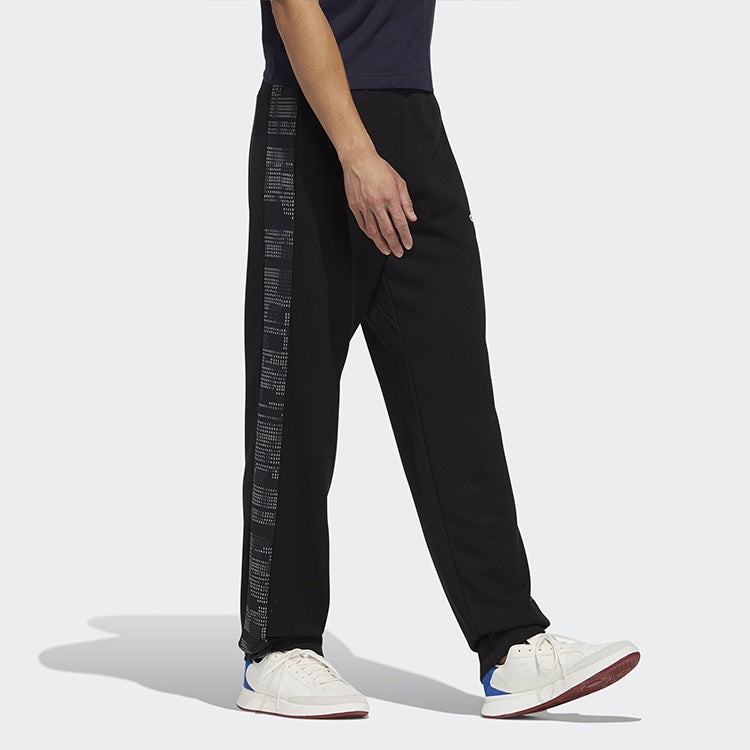 adidas M Ess Aop Pnt Running, Casual, Loose, Straight, Sports Pants, Black FM3435 - 5