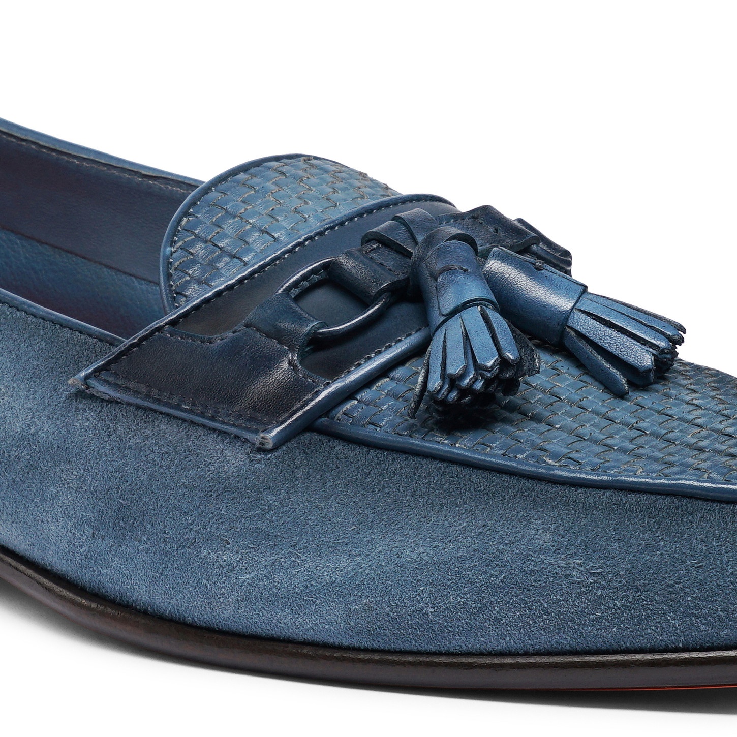Men's light blue suede and leather Andrea tassel loafer - 6