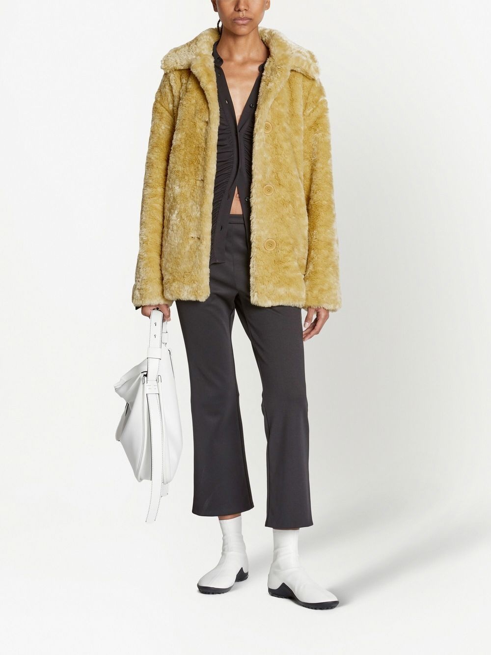 faux-fur button-front jacket - 2