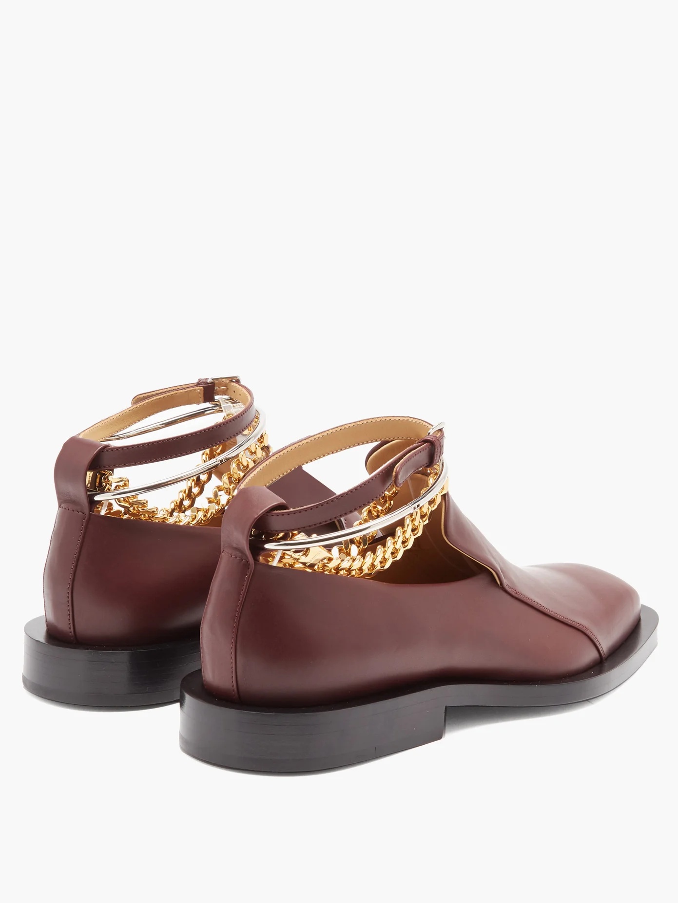 Anklet-chain leather loafers - 4