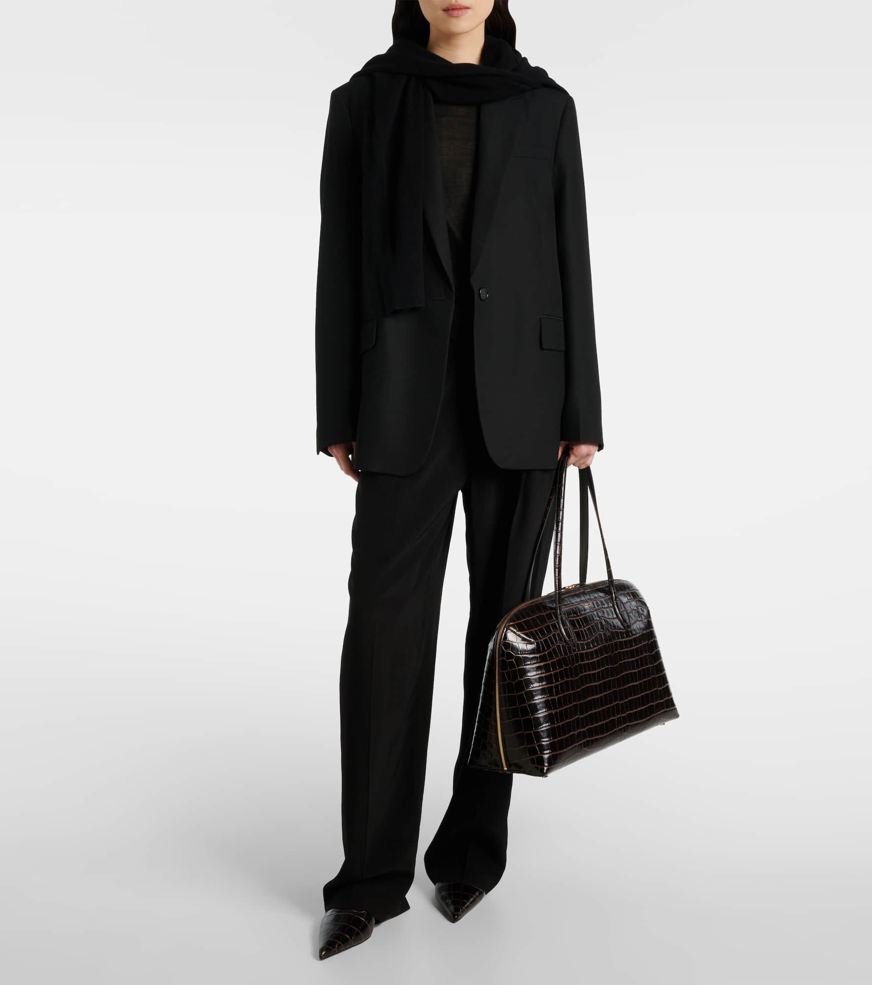 Croc-effect leather tote bag - 5