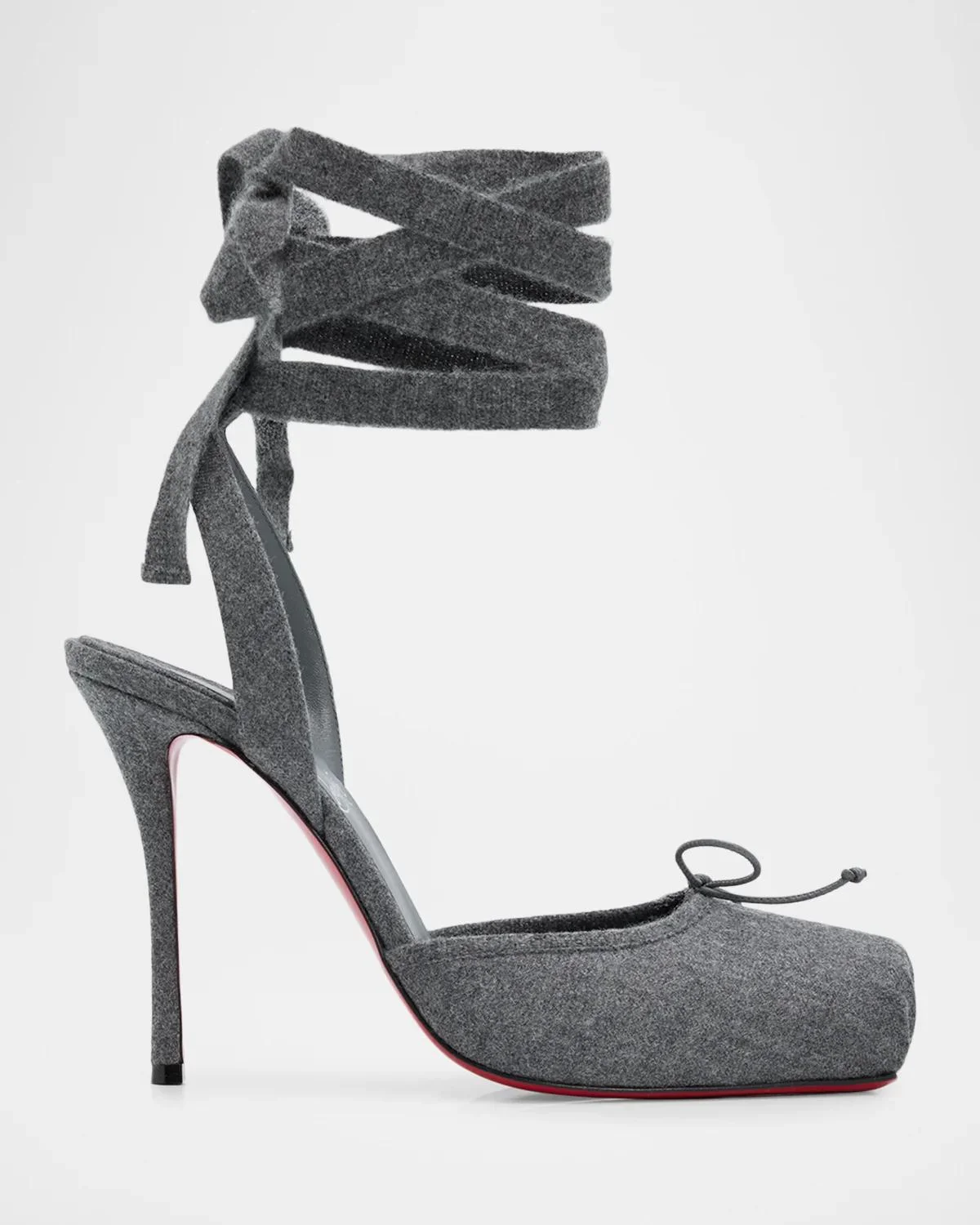 100mm Cassia Wool Ankle-Tie Ballerina Pumps - 1