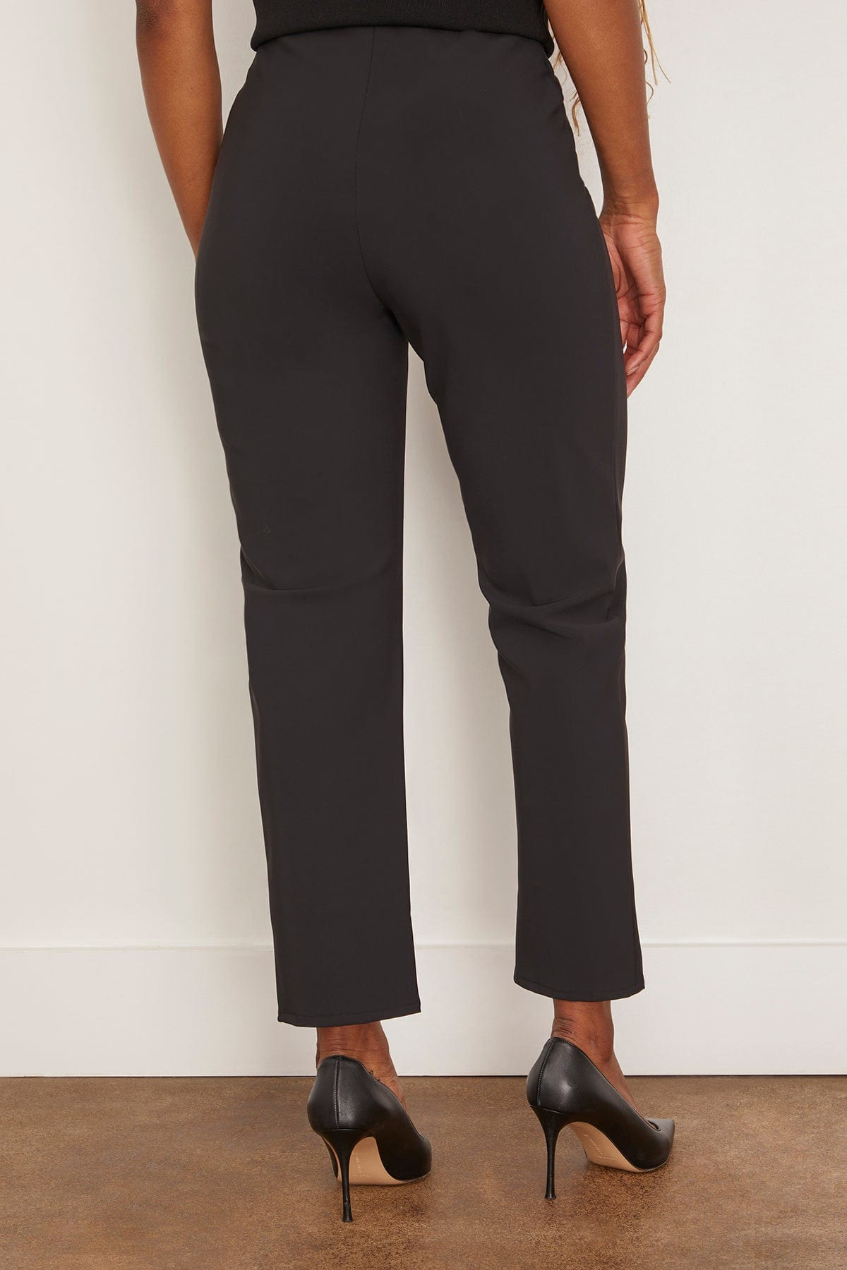 Cigarette Leg Scuba Trousers in Black - 4